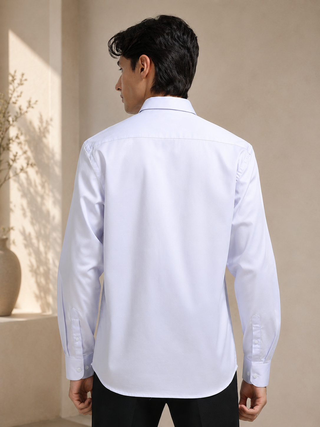 Arctic Lilac Cotton Satin Stretch Solid Shirt