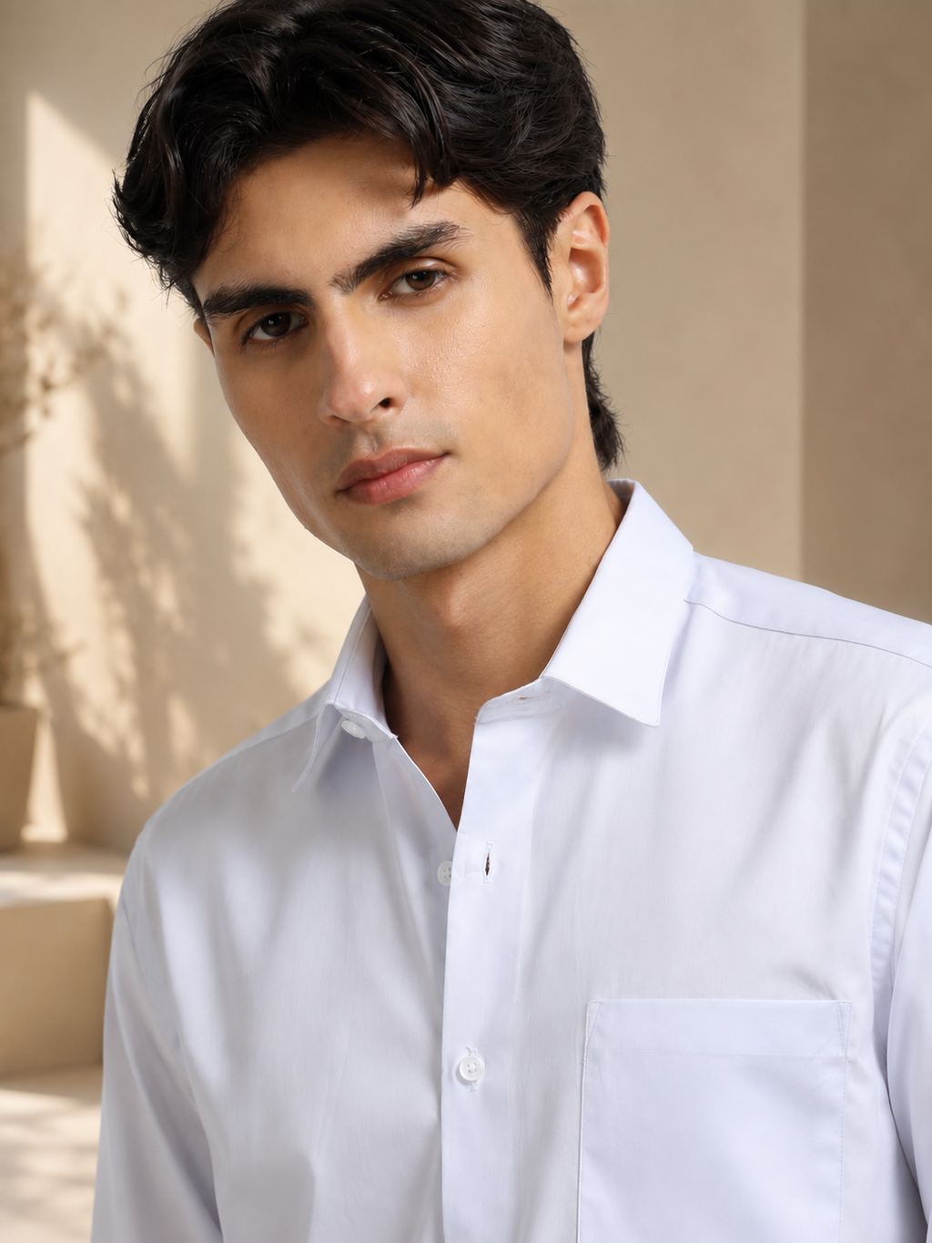 Arctic Lilac Cotton Satin Stretch Solid Shirt