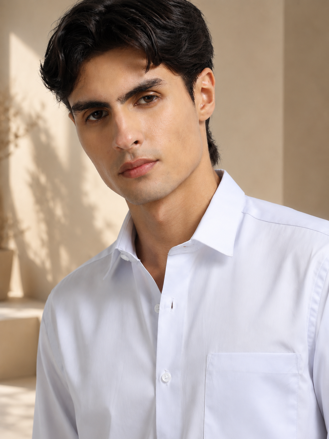 Arctic Lilac Cotton Satin Stretch Solid Shirt