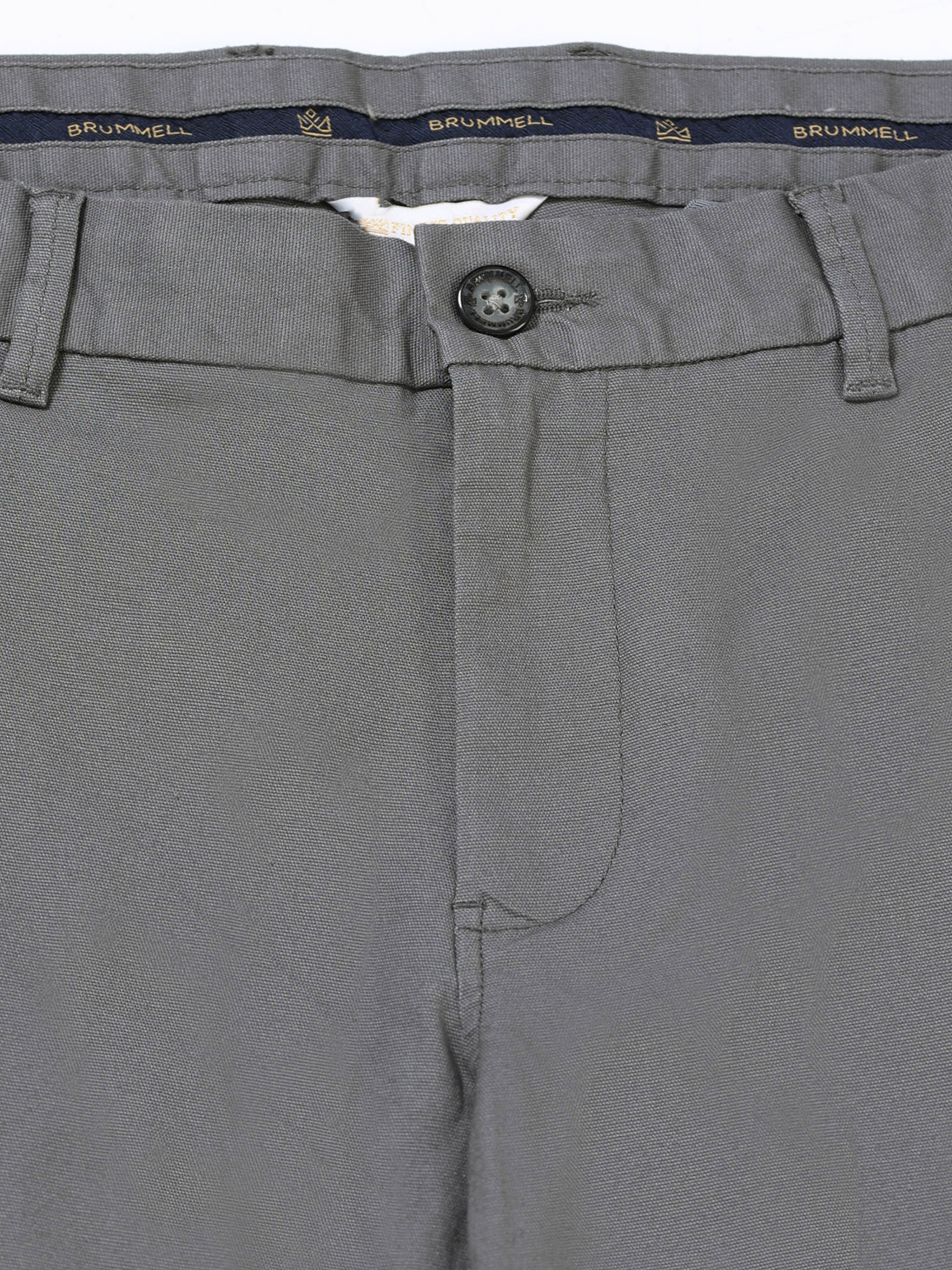 GREY DOBBIES COTTON LYCRA BLEND TROUSER