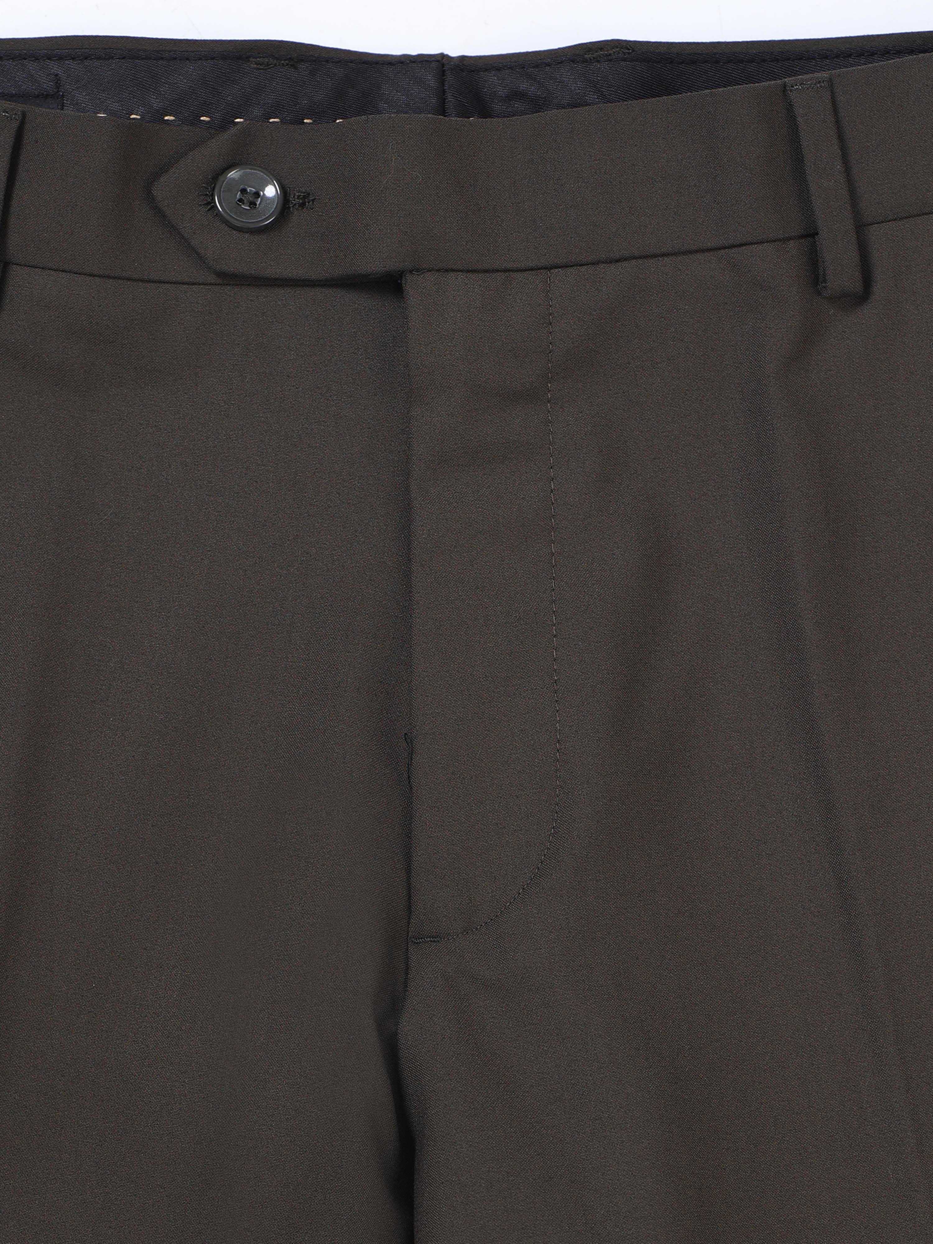 COFFEE BROWN 4 WAY STRETCH VISCOSE BLEND FORMAL PANT