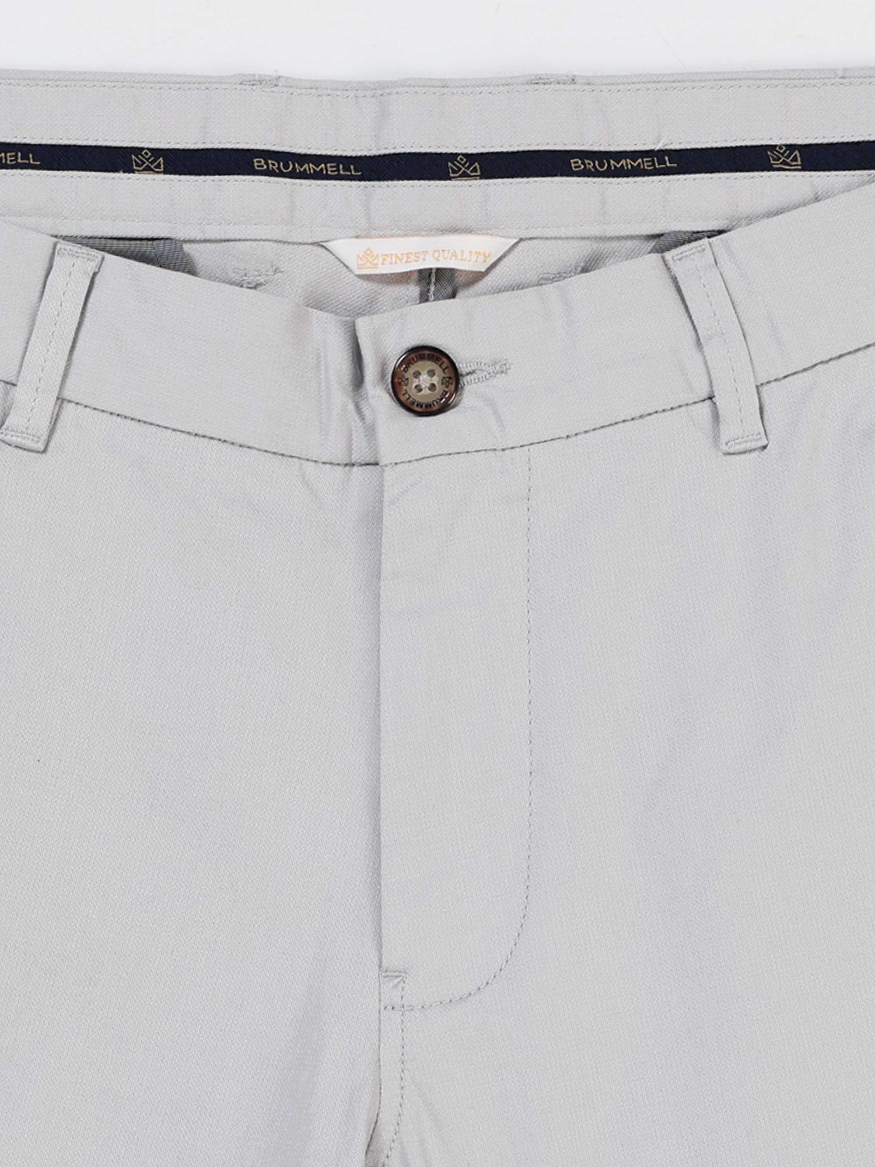 LIGHT GREY DOBBIES COTTON LYCRA BLEND TROUSER