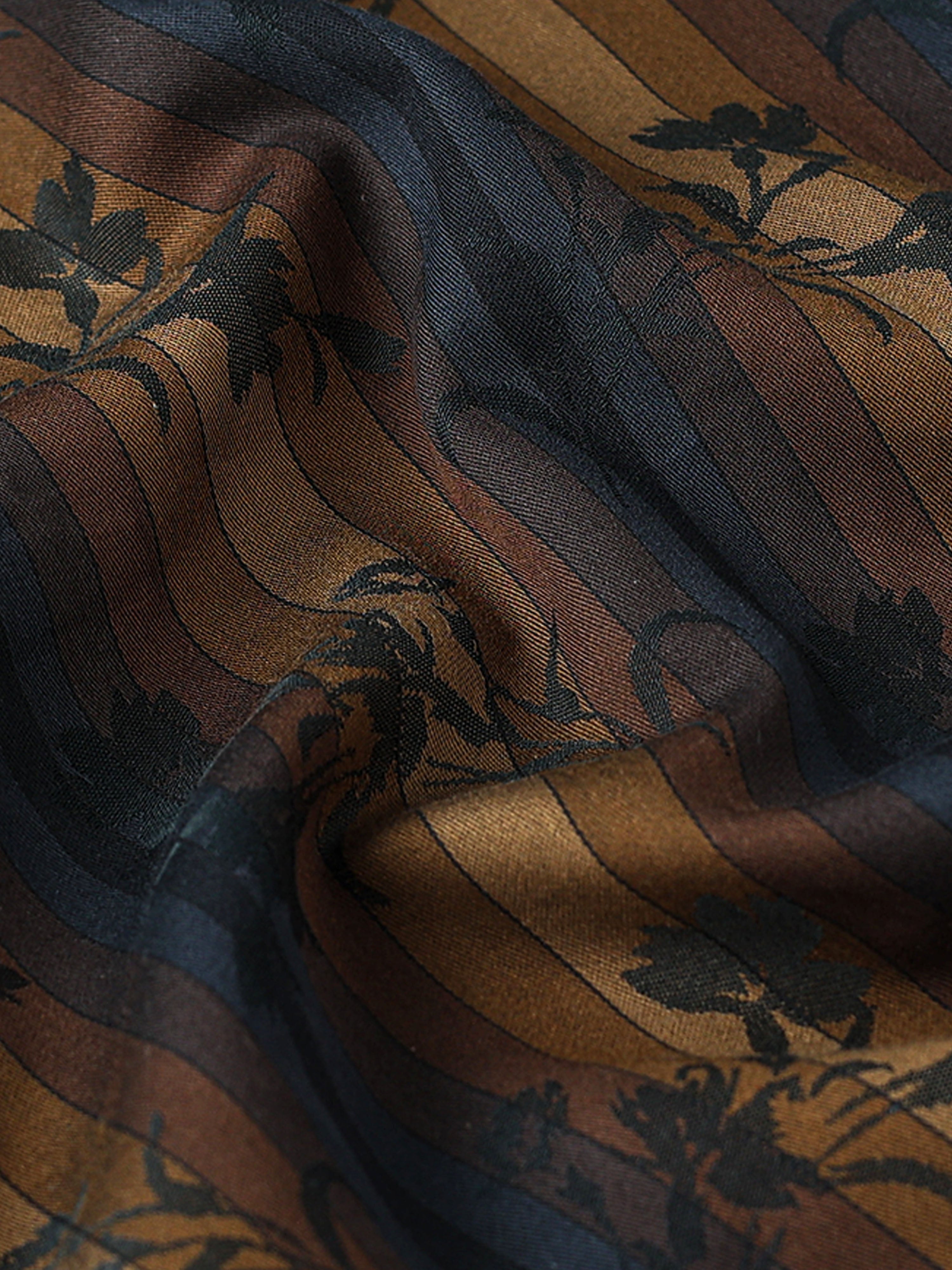 Midnight Copper Ornamental Floral Stripe Shirt