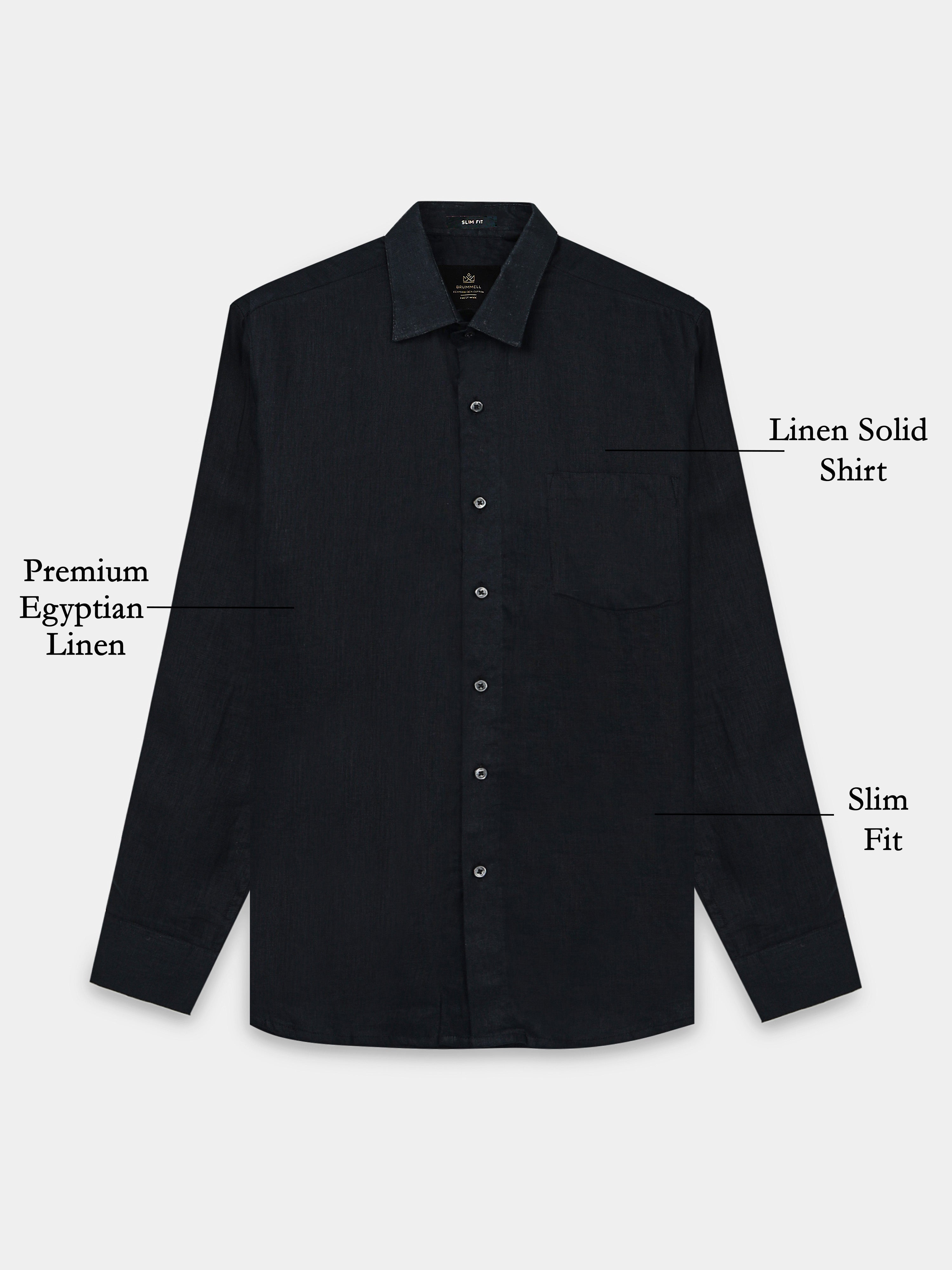 Midnight Black Linen Solid Shirt