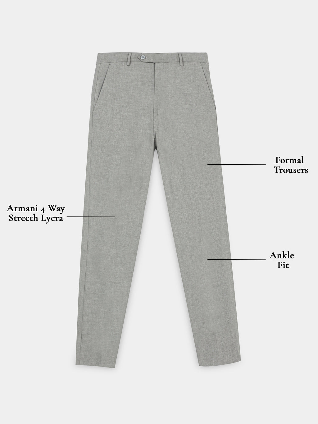 CEMENT GREY 4 WAY STRETCH VISCOSE BLEND FORMAL PANT