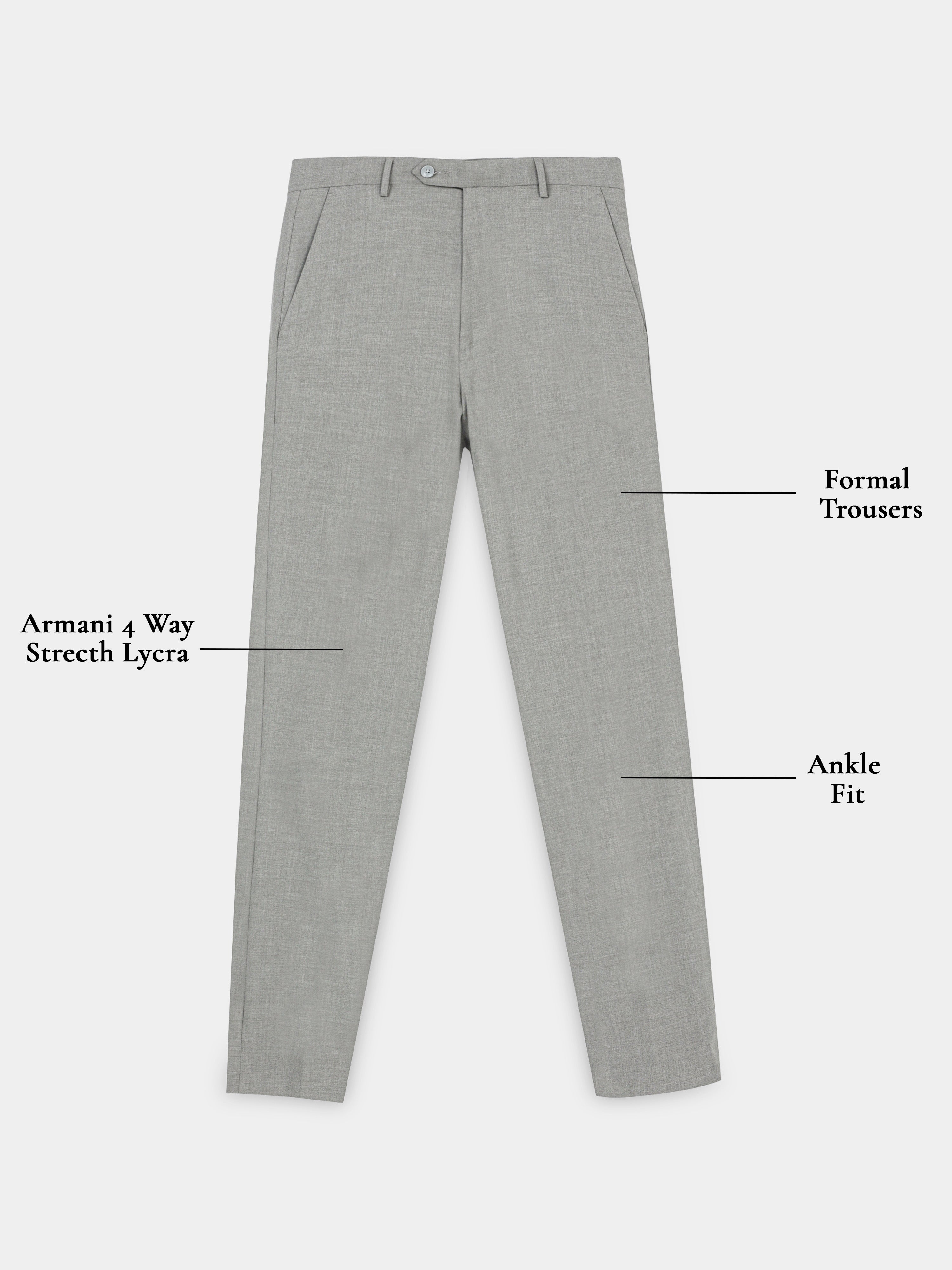 CEMENT GREY 4 WAY STRETCH VISCOSE BLEND FORMAL PANT