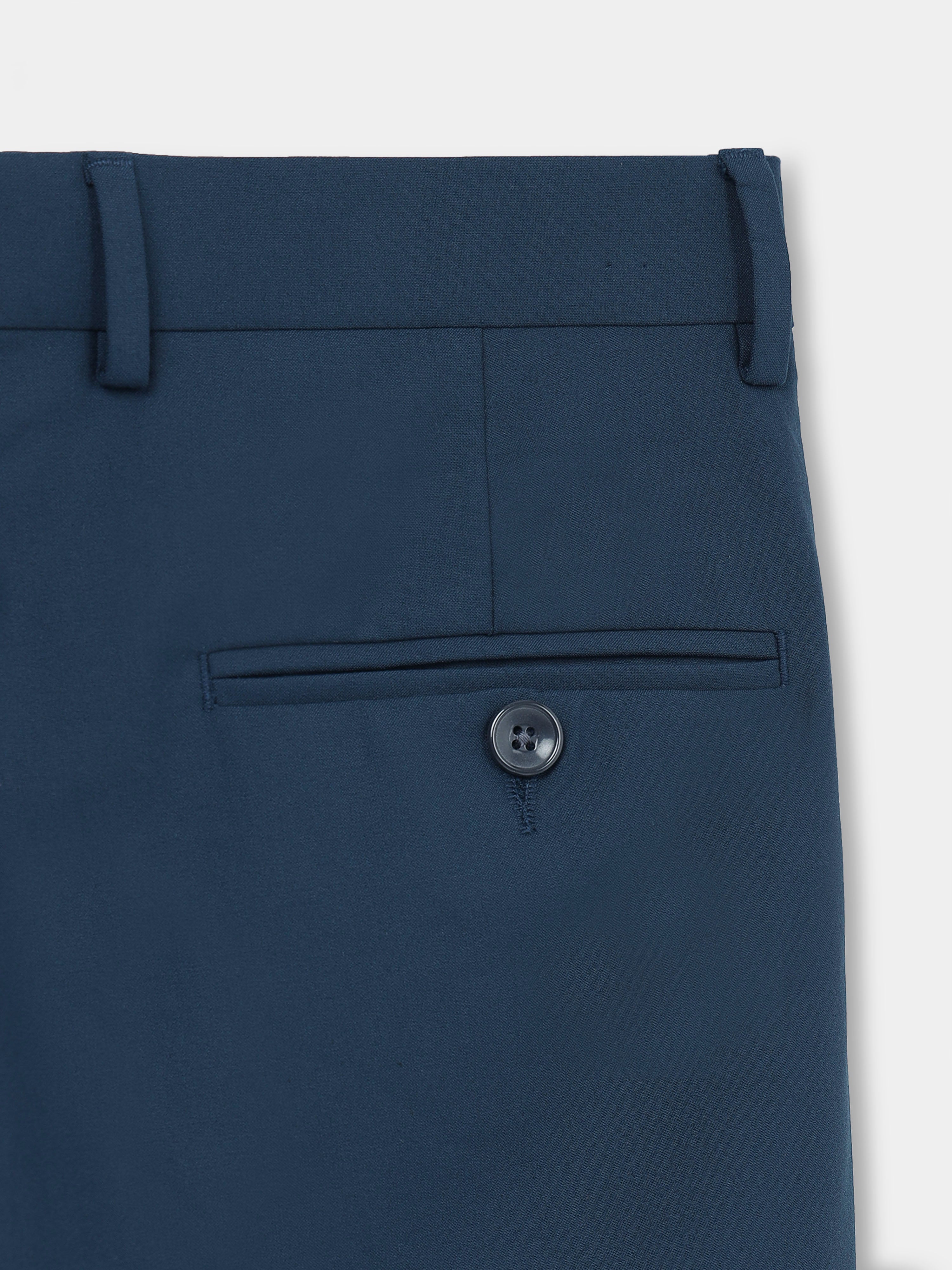 BLUE 4 WAY STRETCH VISCOSE BLEND FORMAL PANT
