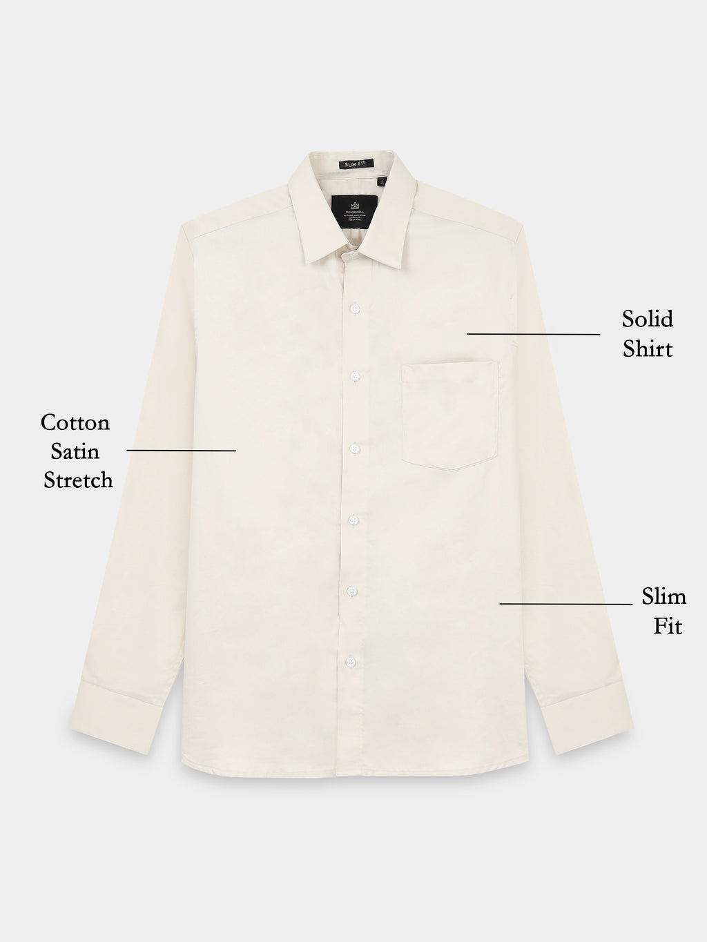 Champagne Luster Cotton Satin Stretch Solid Shirt