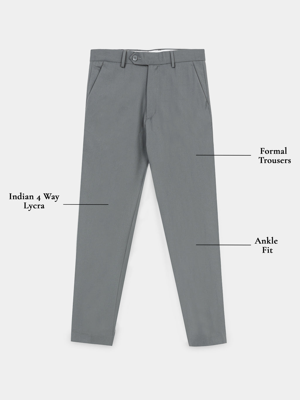 ELEPHANT GREY 4 WAY STRETCH VISCOSE BLEND FORMAL PANT