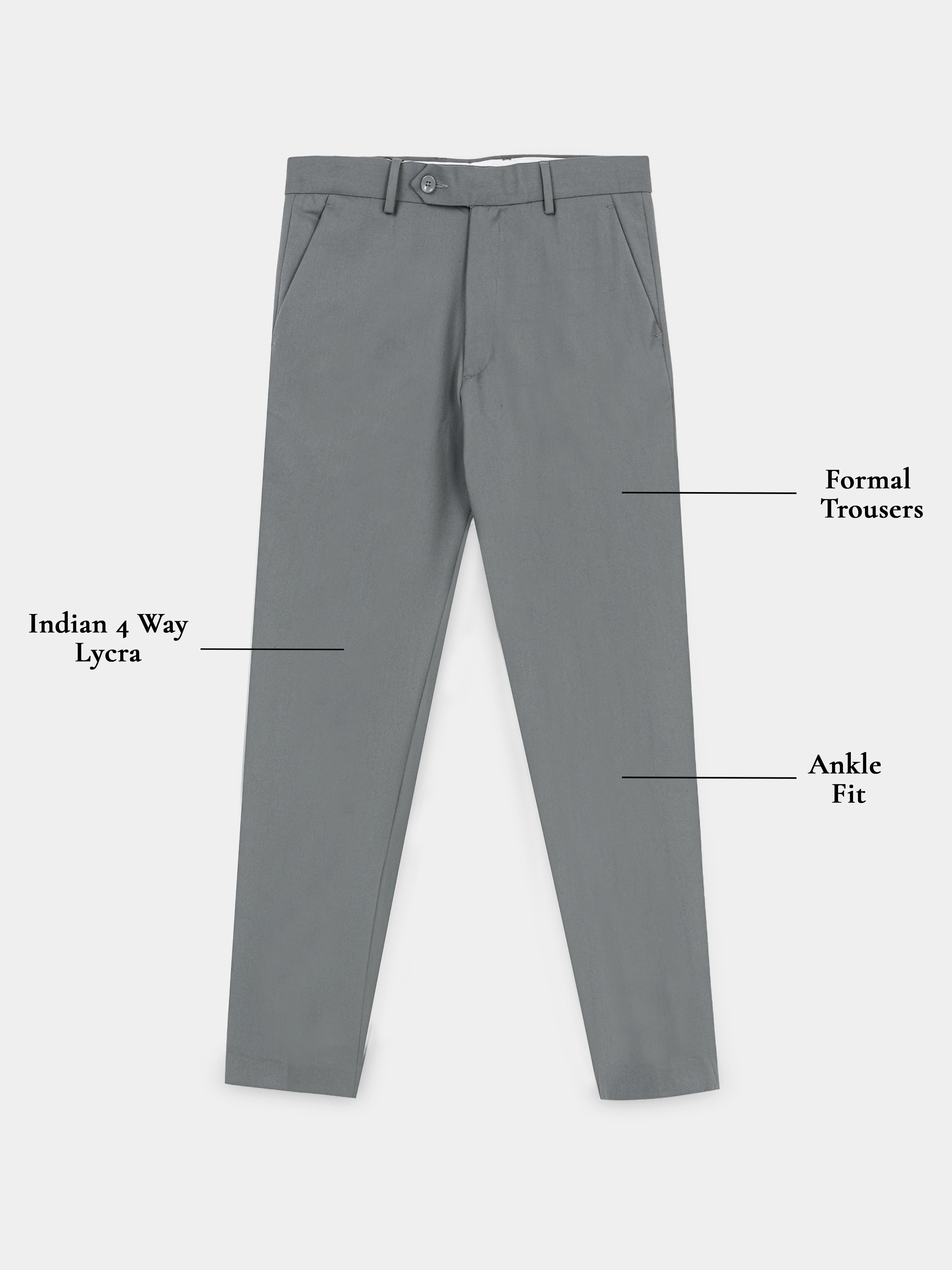 ELEPHANT GREY 4 WAY STRETCH VISCOSE BLEND FORMAL PANT
