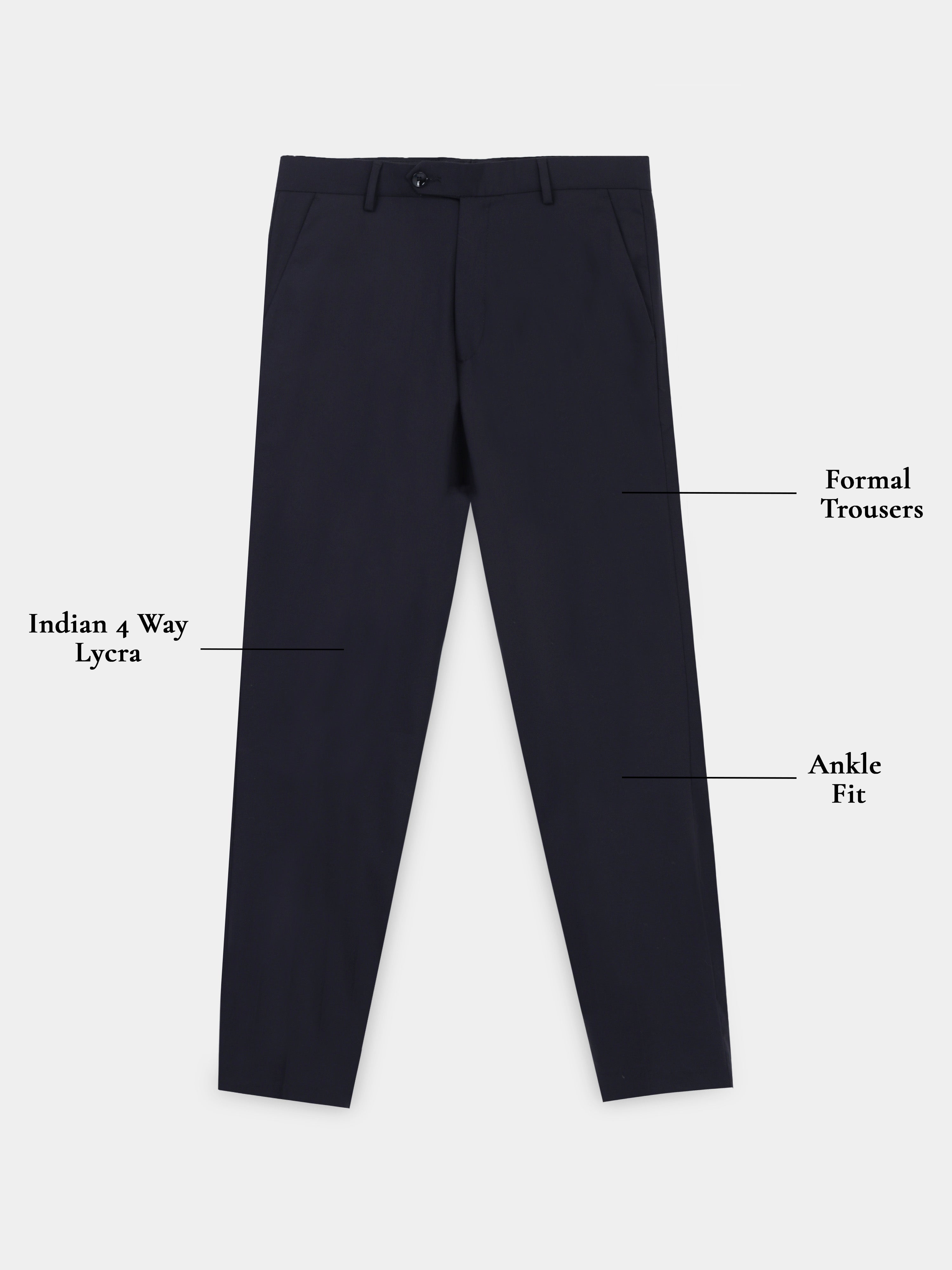 NAVY BLUE 4 WAY STRETCH VISCOSE BLEND FORMAL PANT