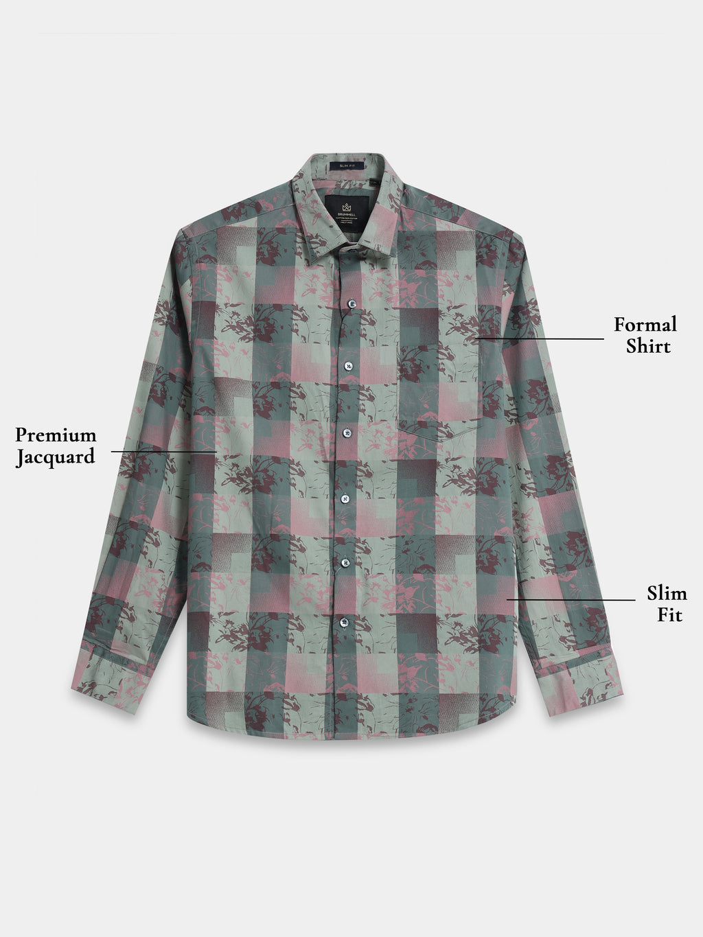 Abstract Forest Jacquard Check Shirt