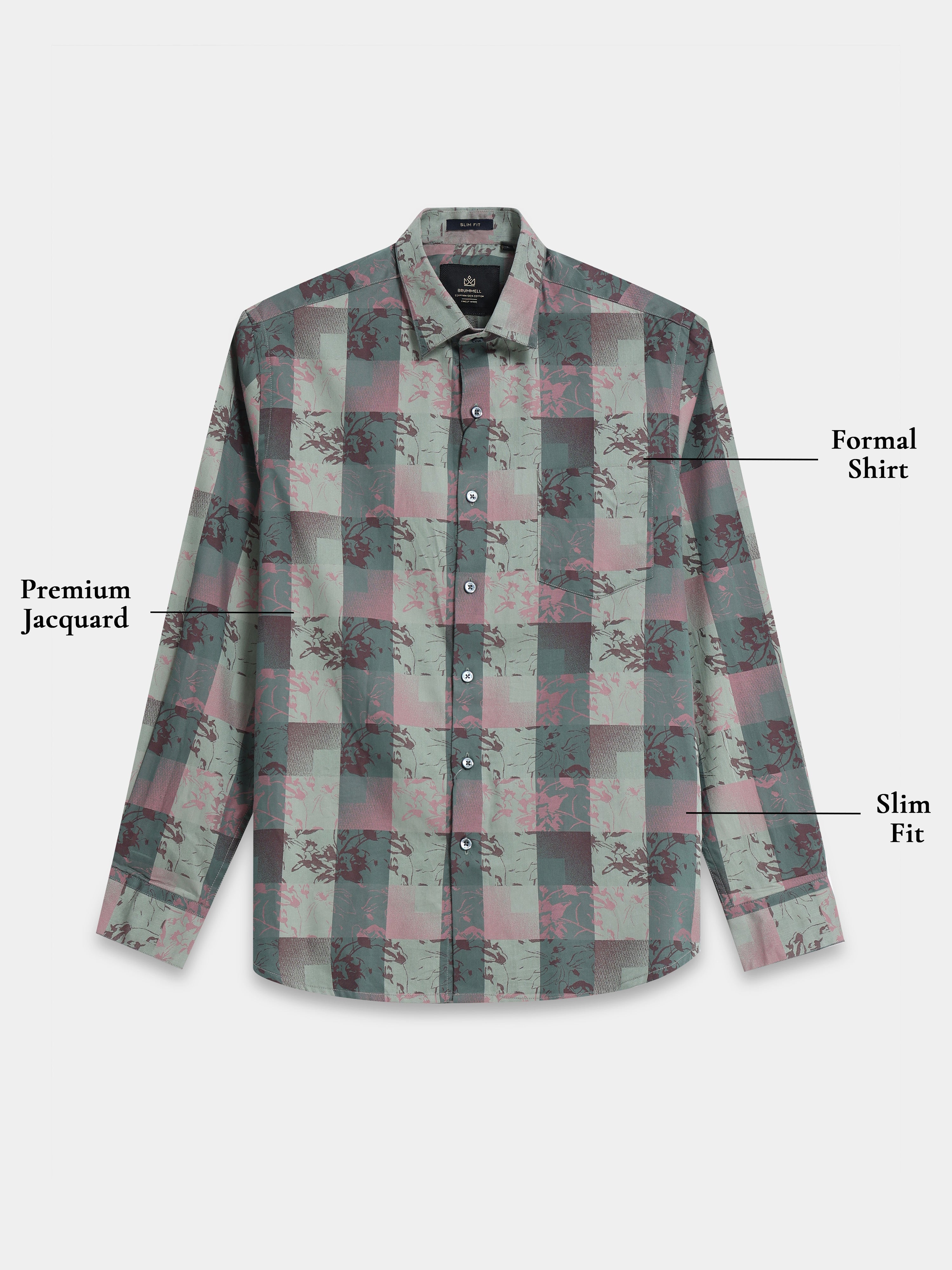Abstract Forest Jacquard Check Shirt
