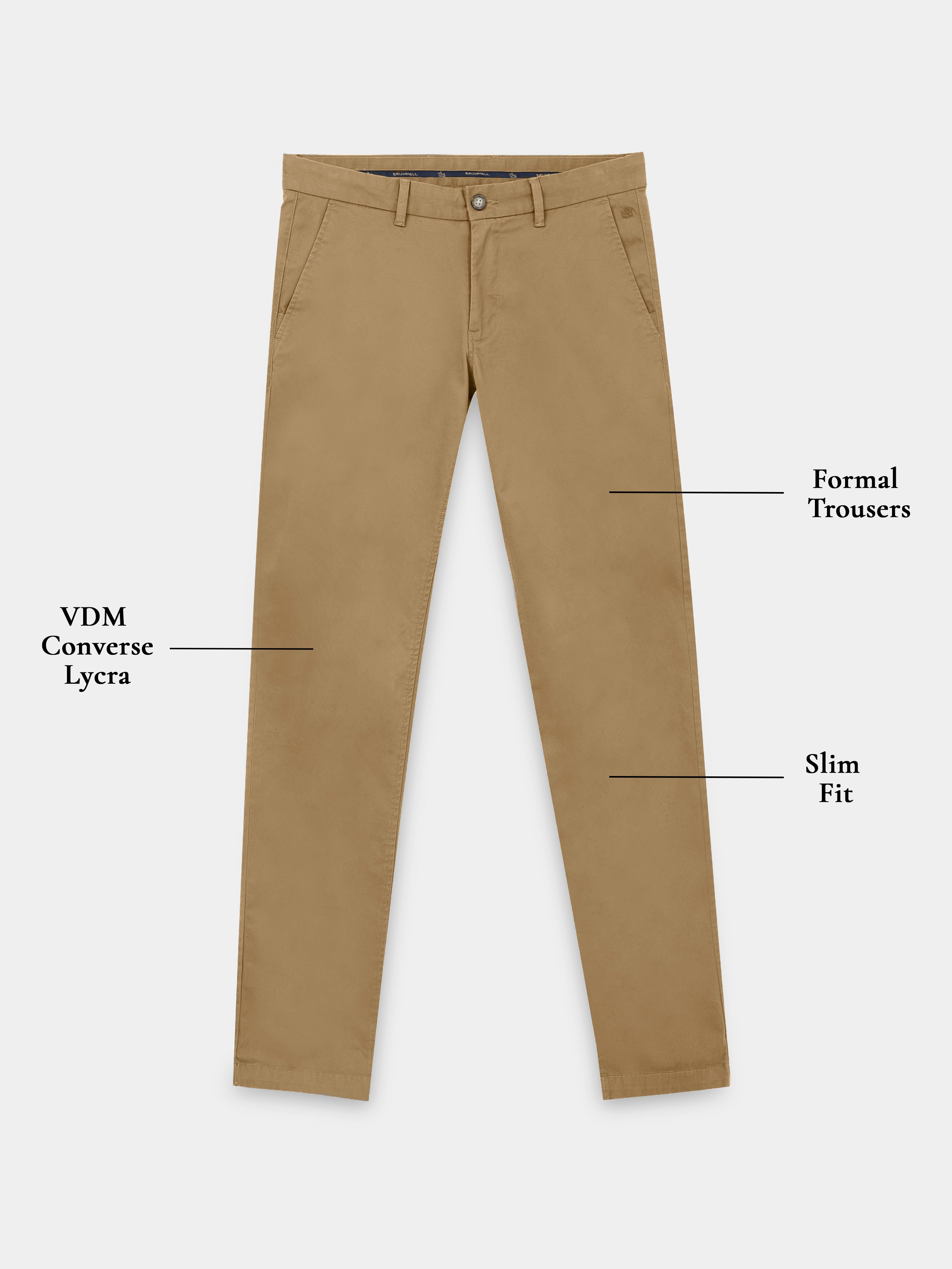 CAMEL BROWN CONVERSE COTTON LYCRA STRECTH TROUSERS
