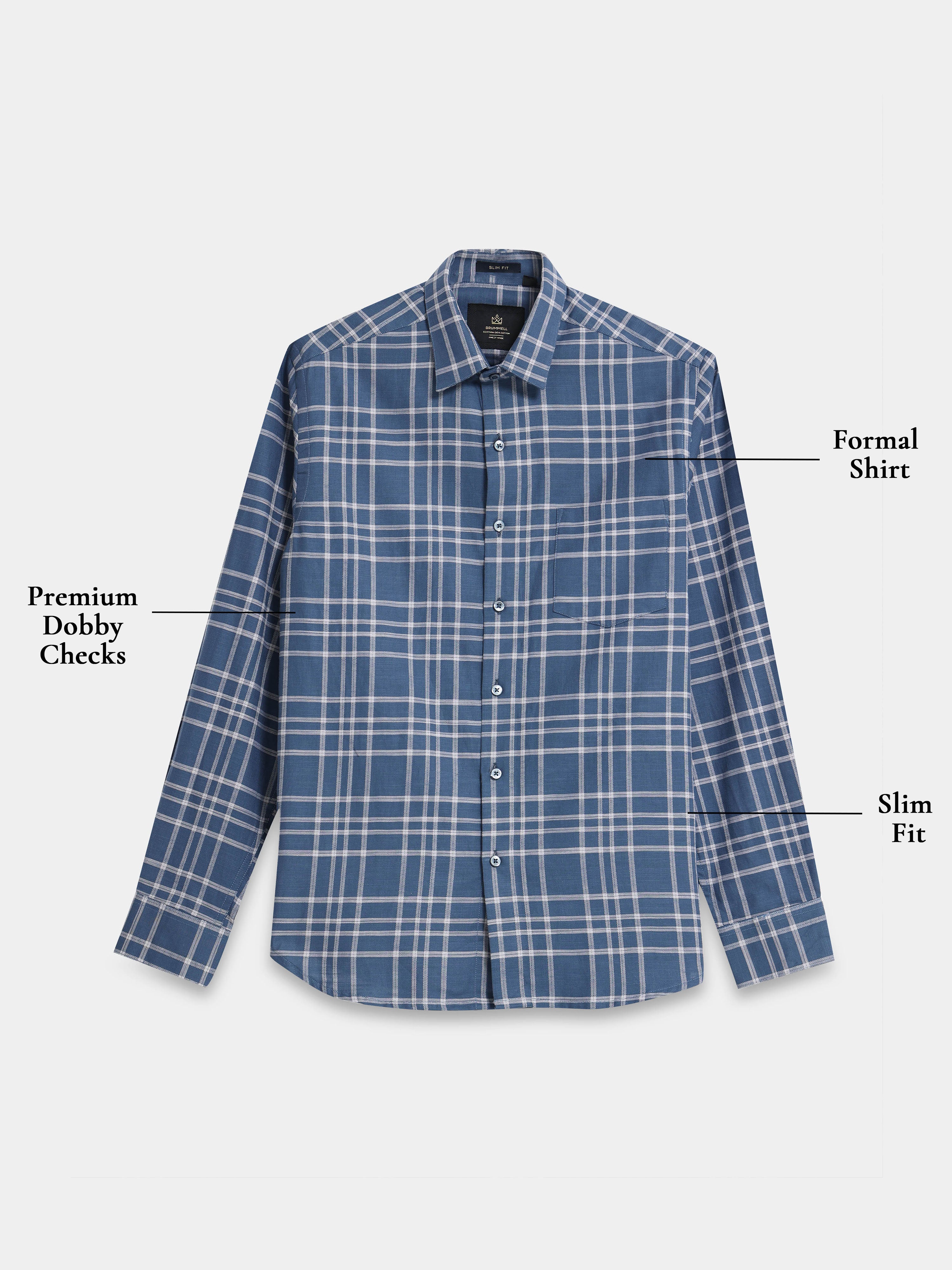 Graphite Blue Textured Check Jacquard Shirt