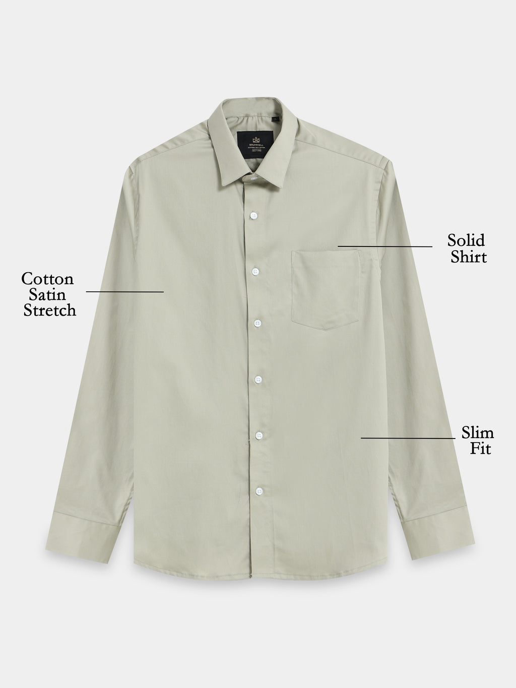 Muted Olive Cotton Satin Stretch Solid Shirt