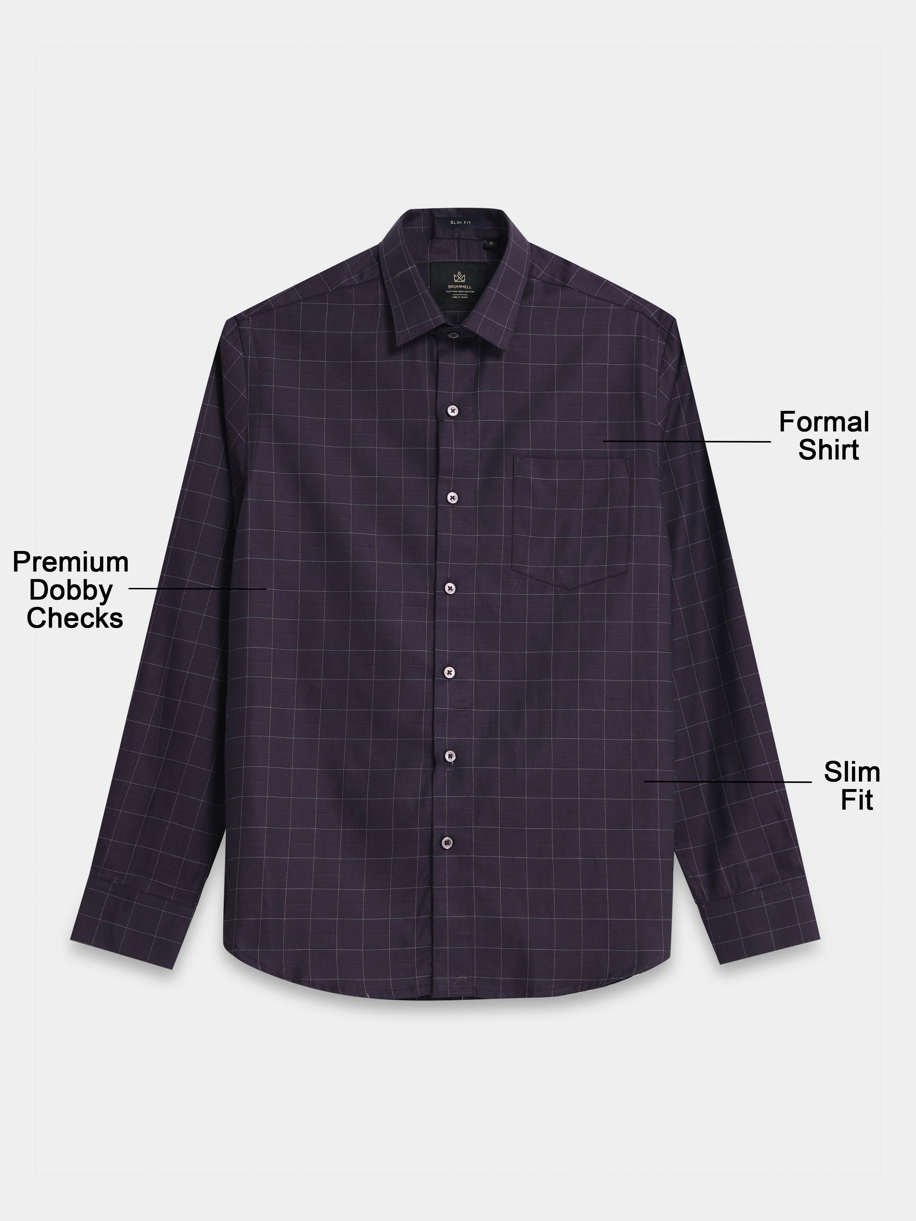 Aubergine Tectonic Windowpane Jacquard Shirt