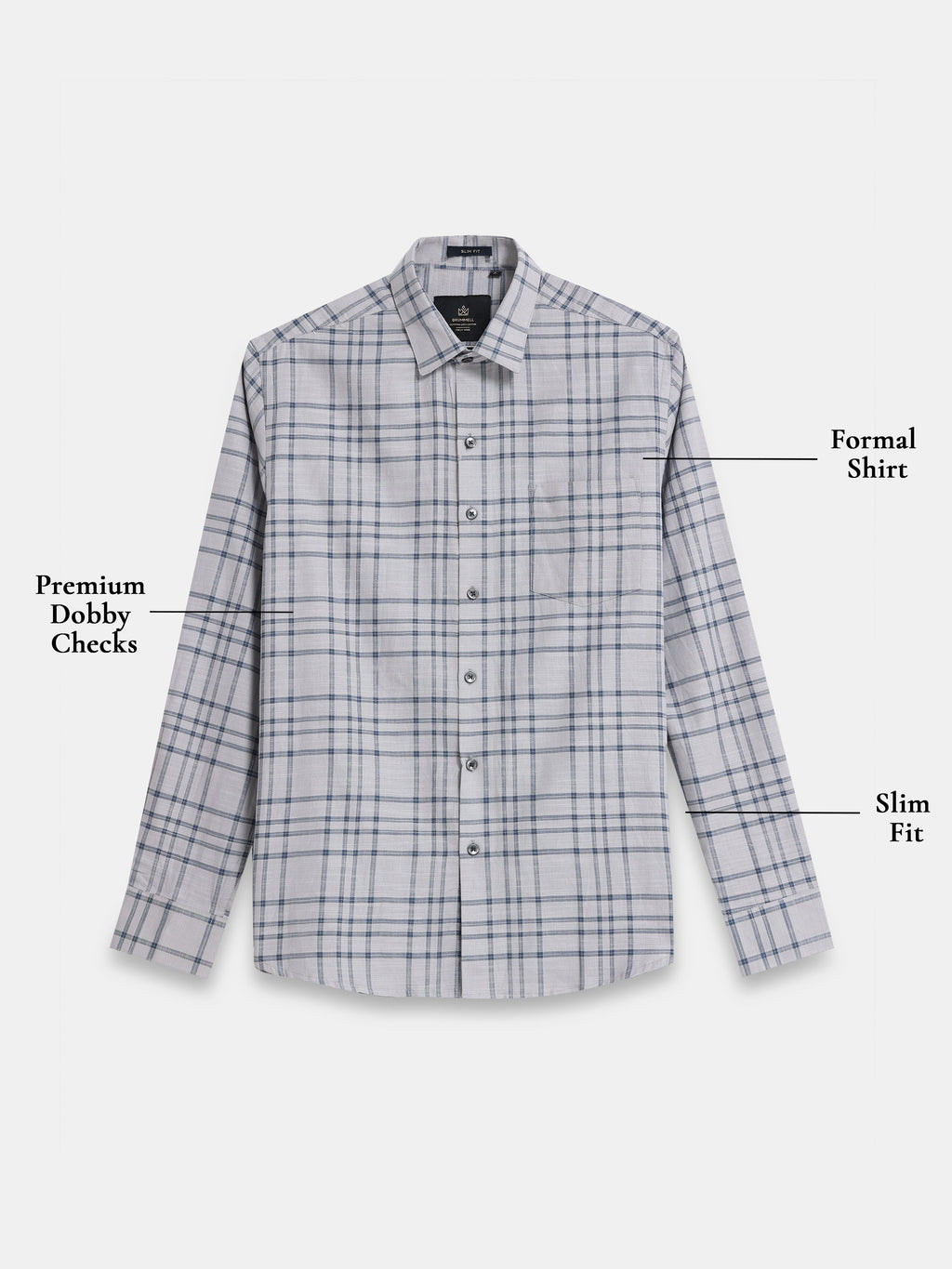 Mist Grey Chevron Check Jacquard Shirt