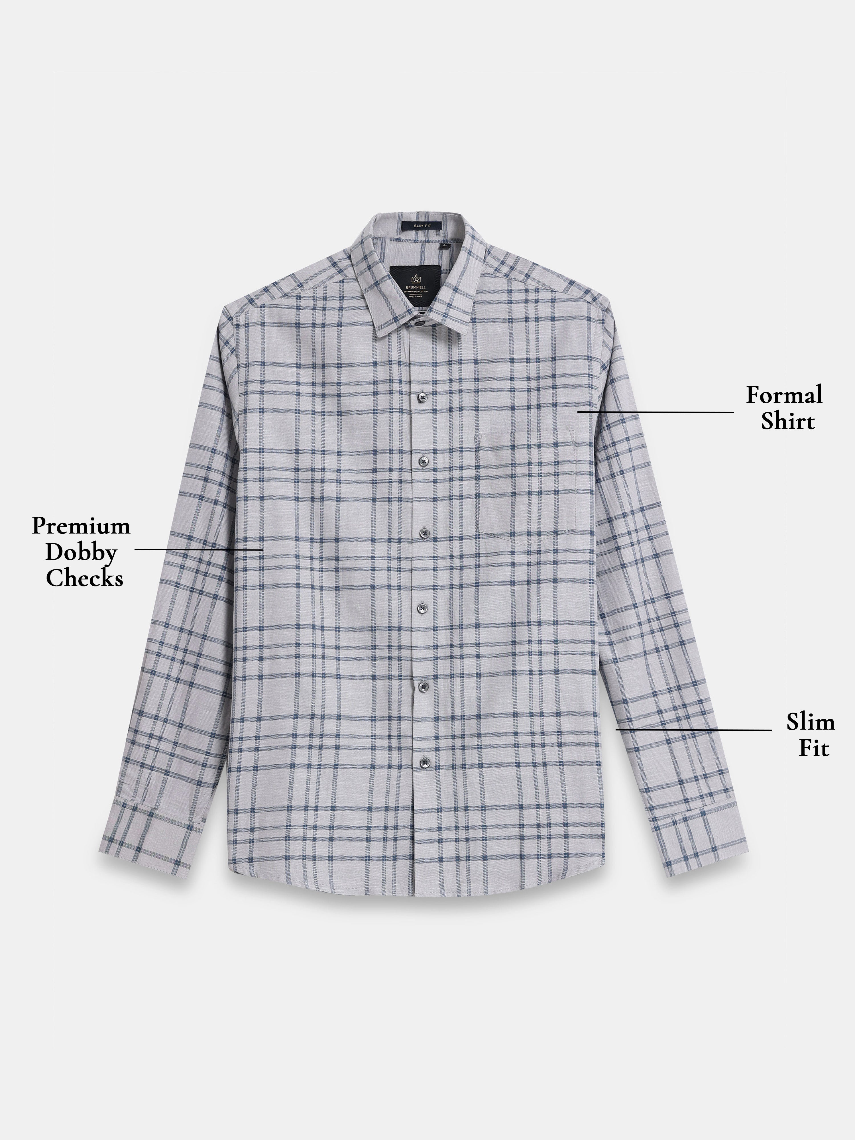 Mist Grey Chevron Check Jacquard Shirt