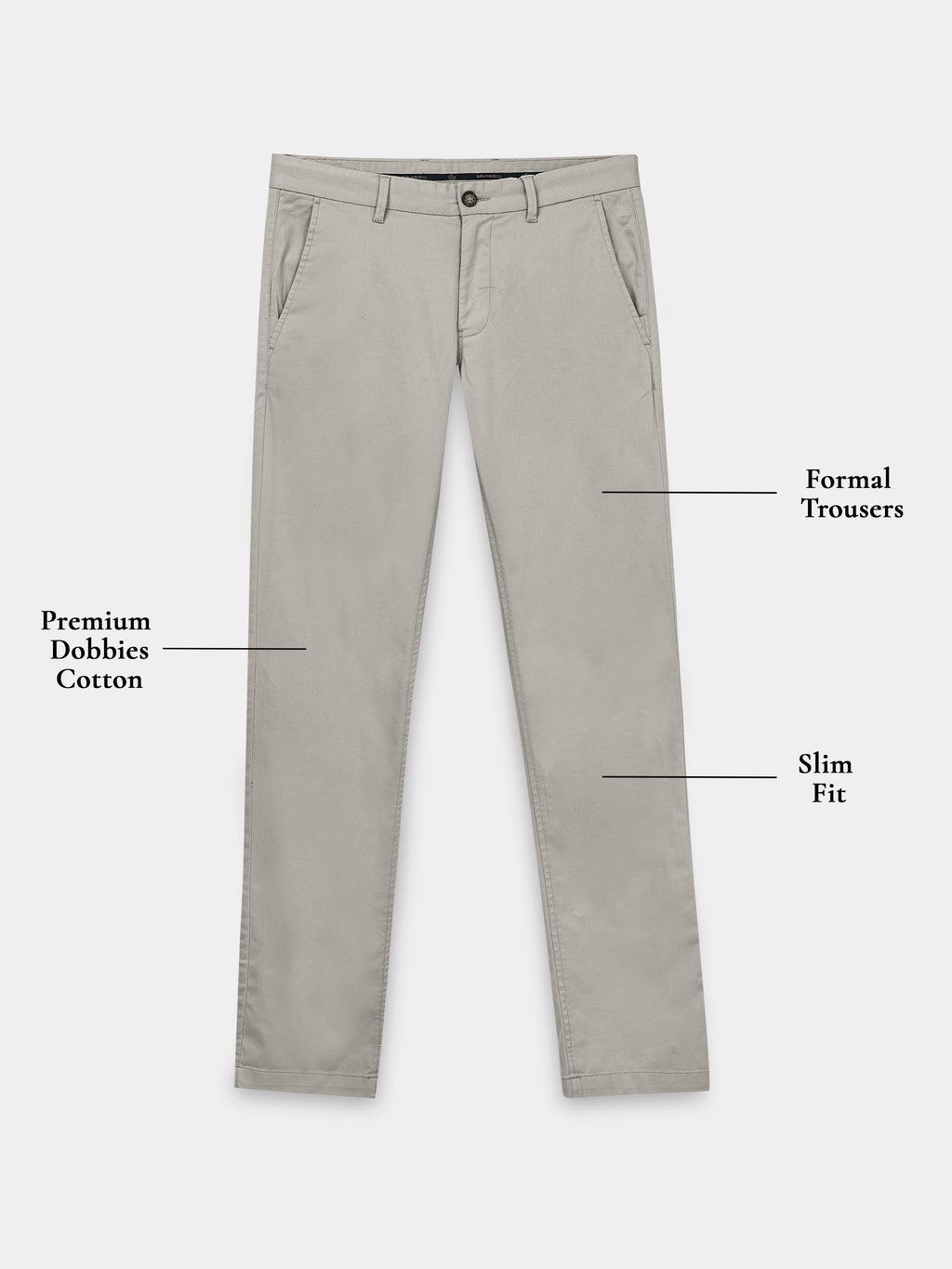 TAUPE DOBBIES COTTON LYCRA BLEND TROUSER