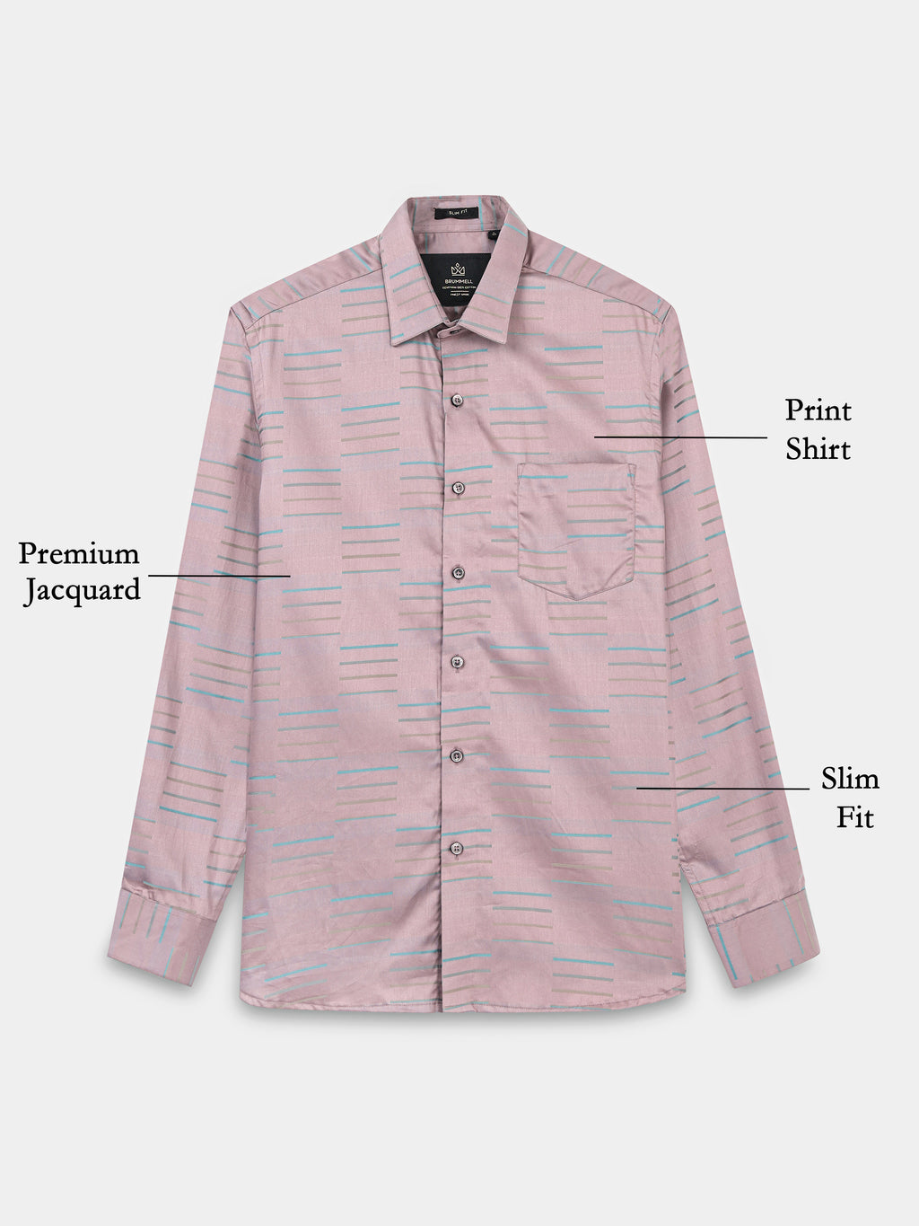 Gilded Mist Artisan Linear Micro Print Shirt