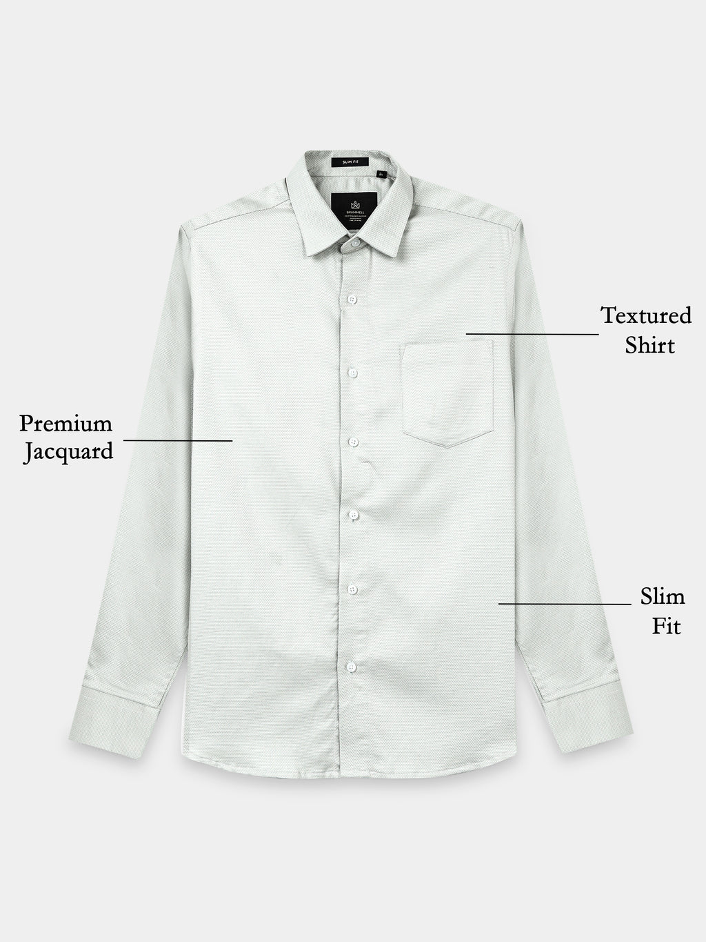 Men - Pista Green - Slim Fit - Textured Formal Shirt