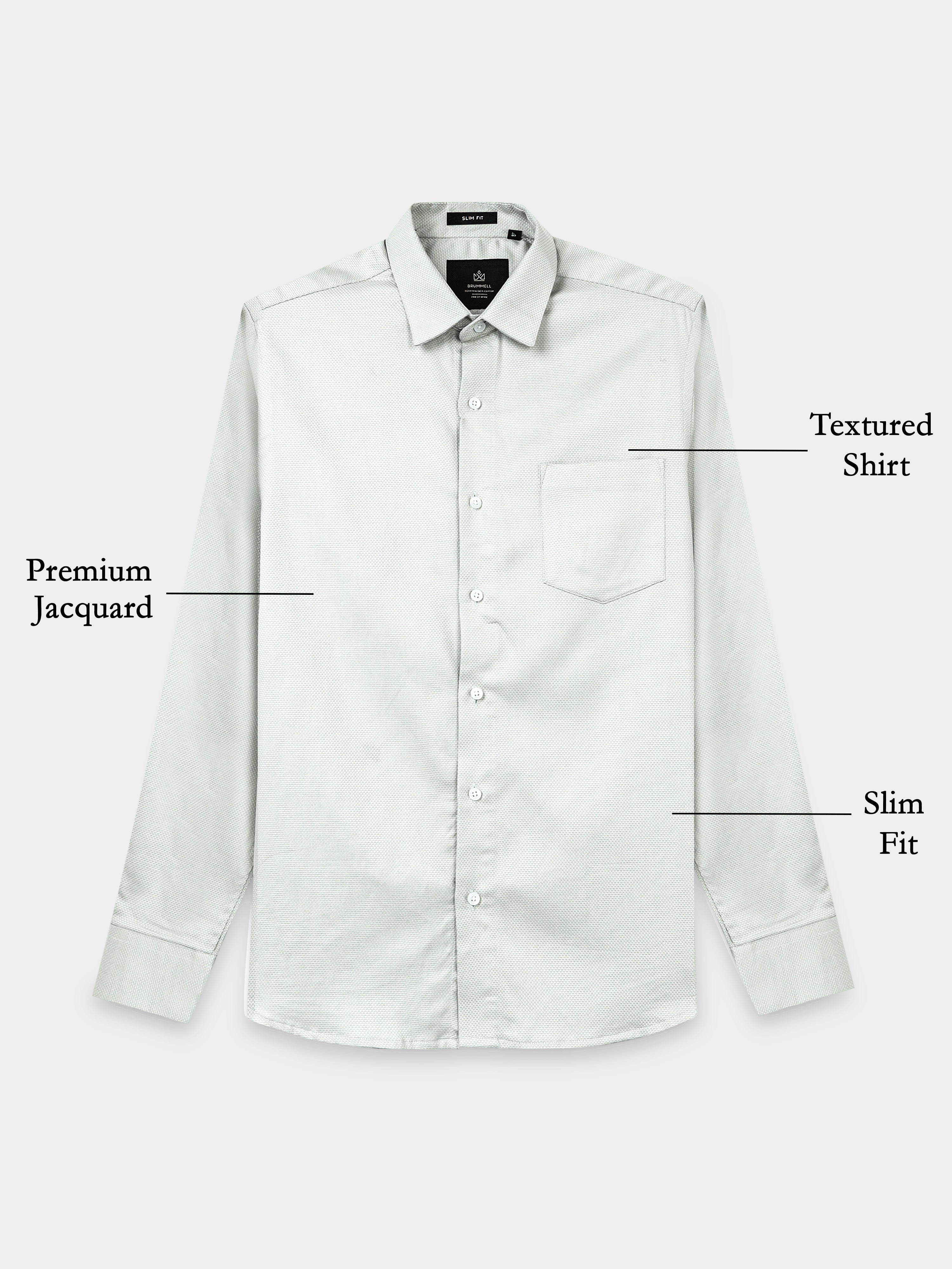Men - Pista Green - Slim Fit - Textured Formal Shirt