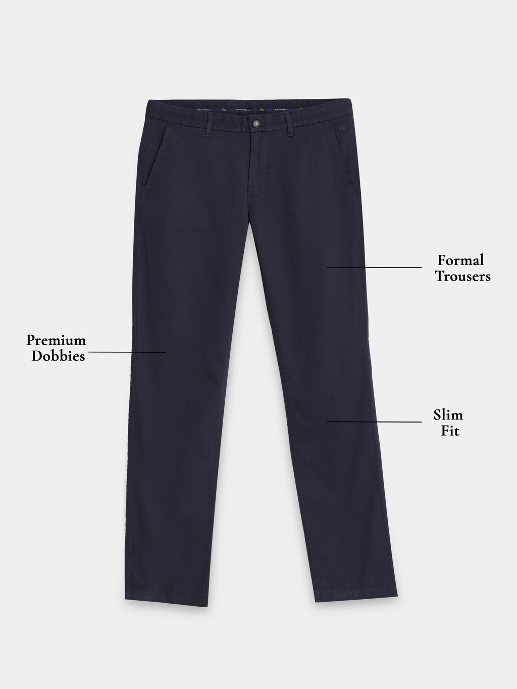 NAVY DOBBIES COTTON LYCRA BLEND TROUSER