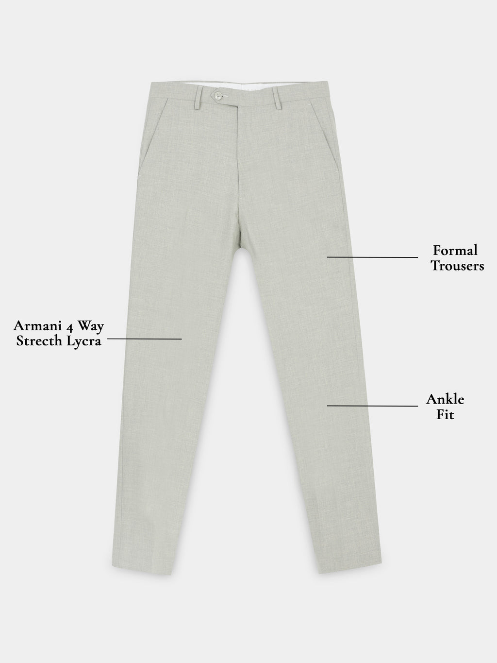 LIGHT GREY 4 WAY STRETCH VISCOSE BLEND FORMAL PANT