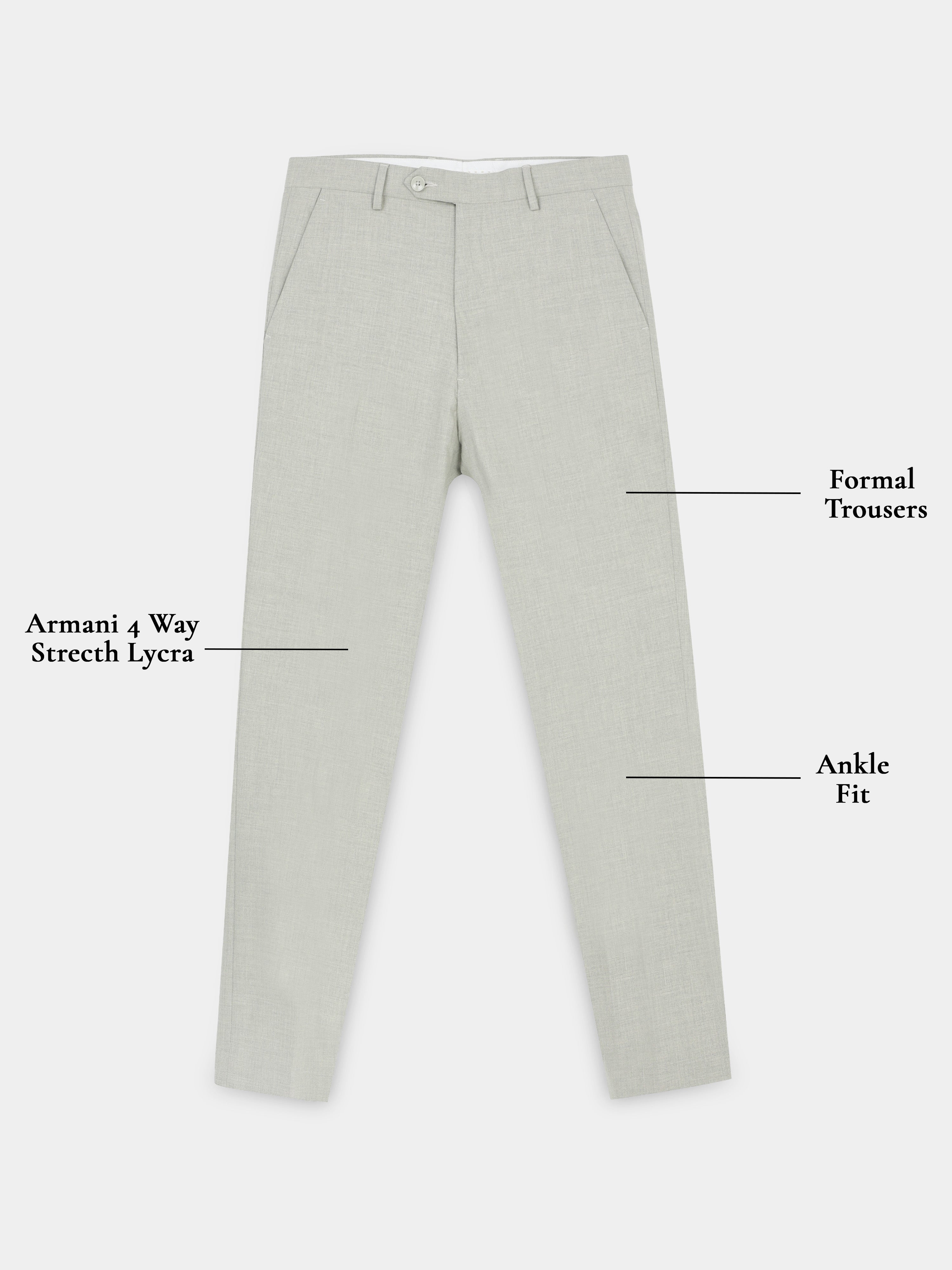 LIGHT GREY 4 WAY STRETCH VISCOSE BLEND FORMAL PANT