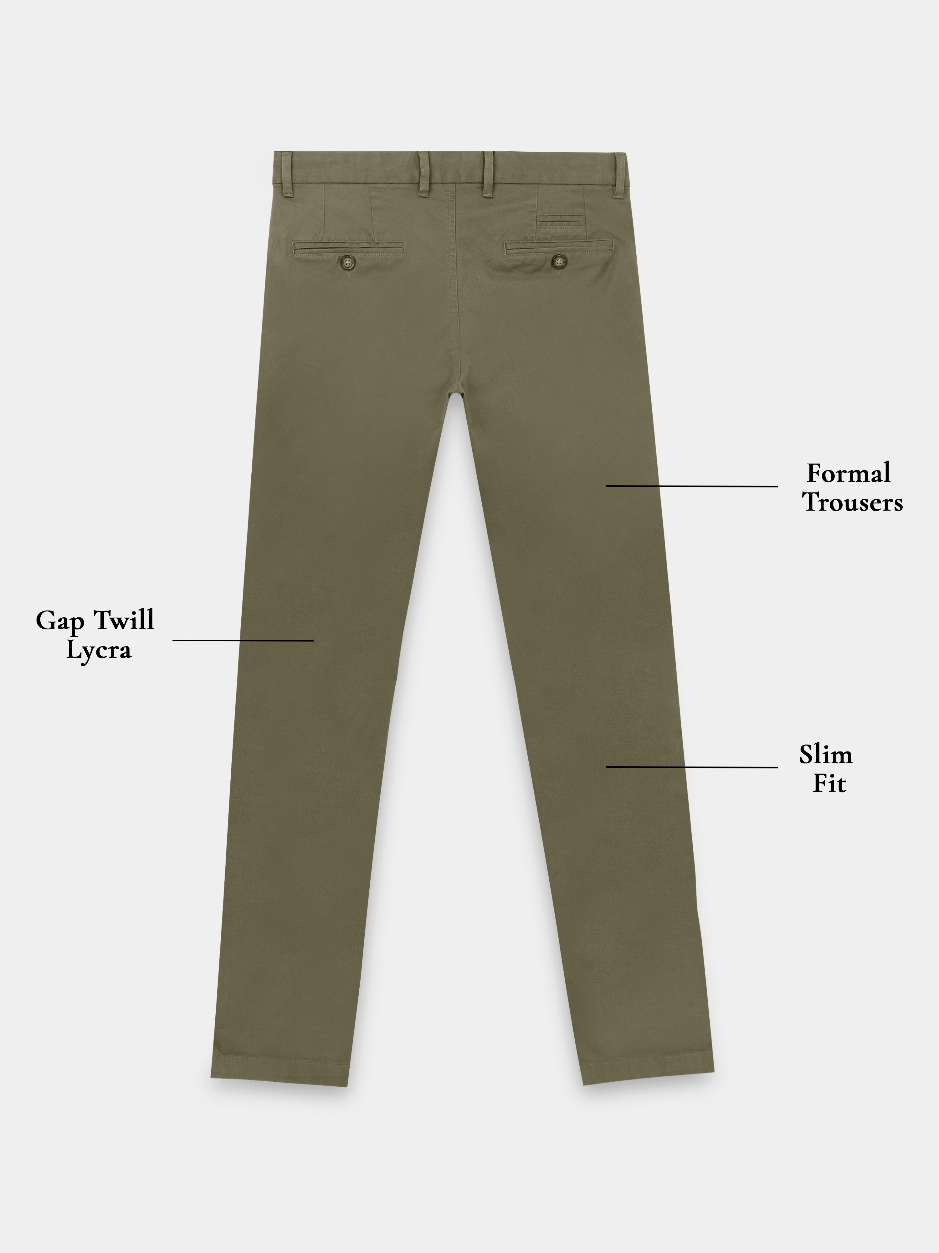 ARMY GREEN GAP TWILL STRETCH TROUSERS