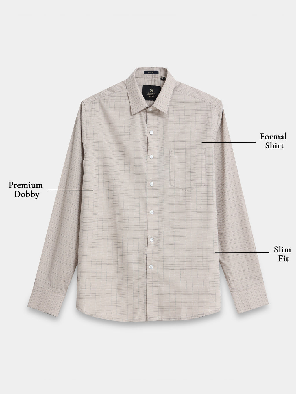 Sand Grid Windowpane Jacquard Shirt