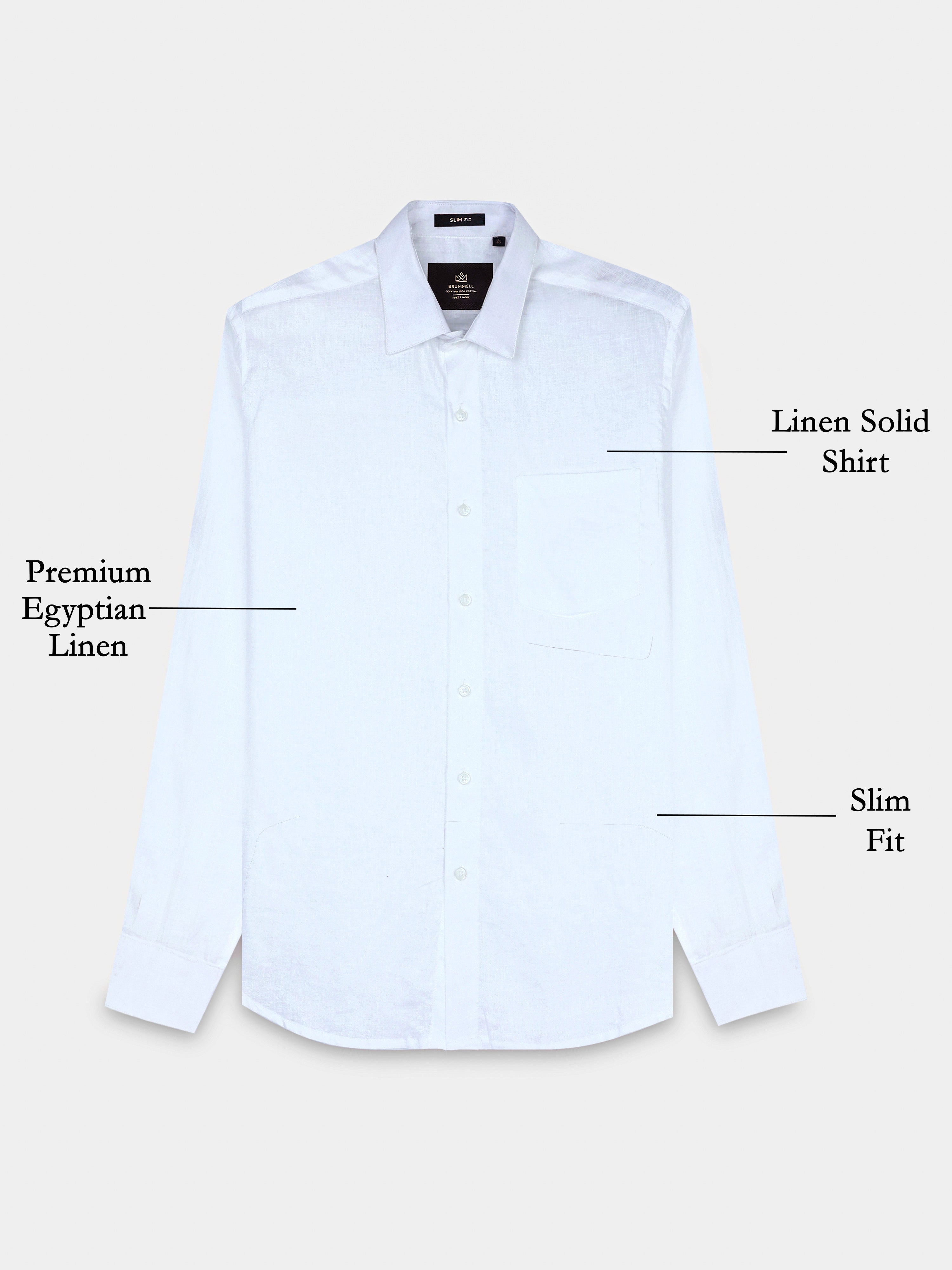 Arctic Breeze White Linen Solid Shirt