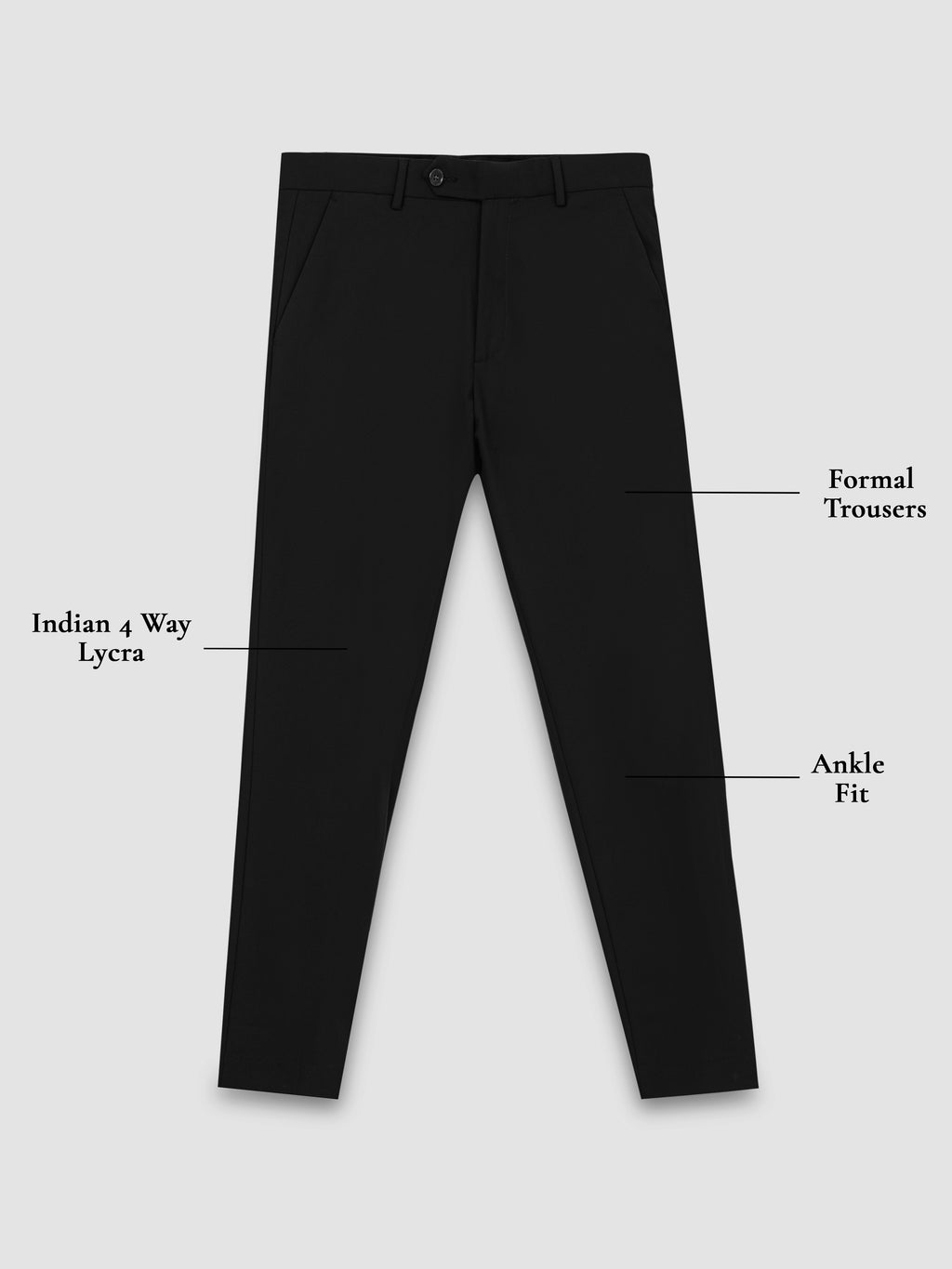 BLACK 4 WAY STRETCH VISCOSE BLEND FORMAL PANT