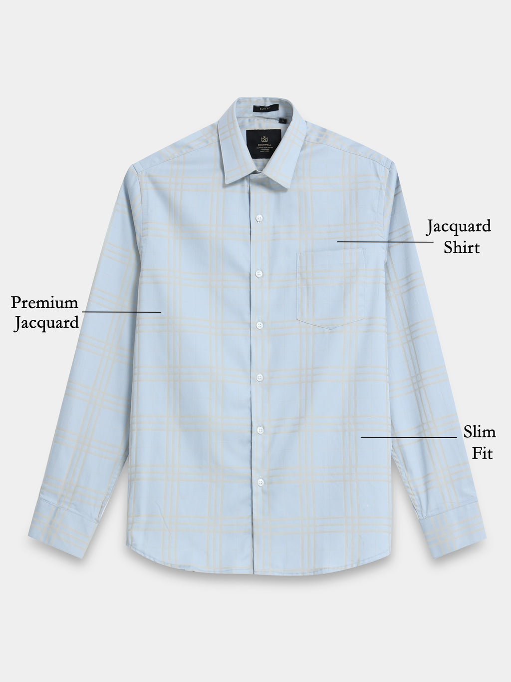 Sky Champagne Windowpane Jacquard Shirt