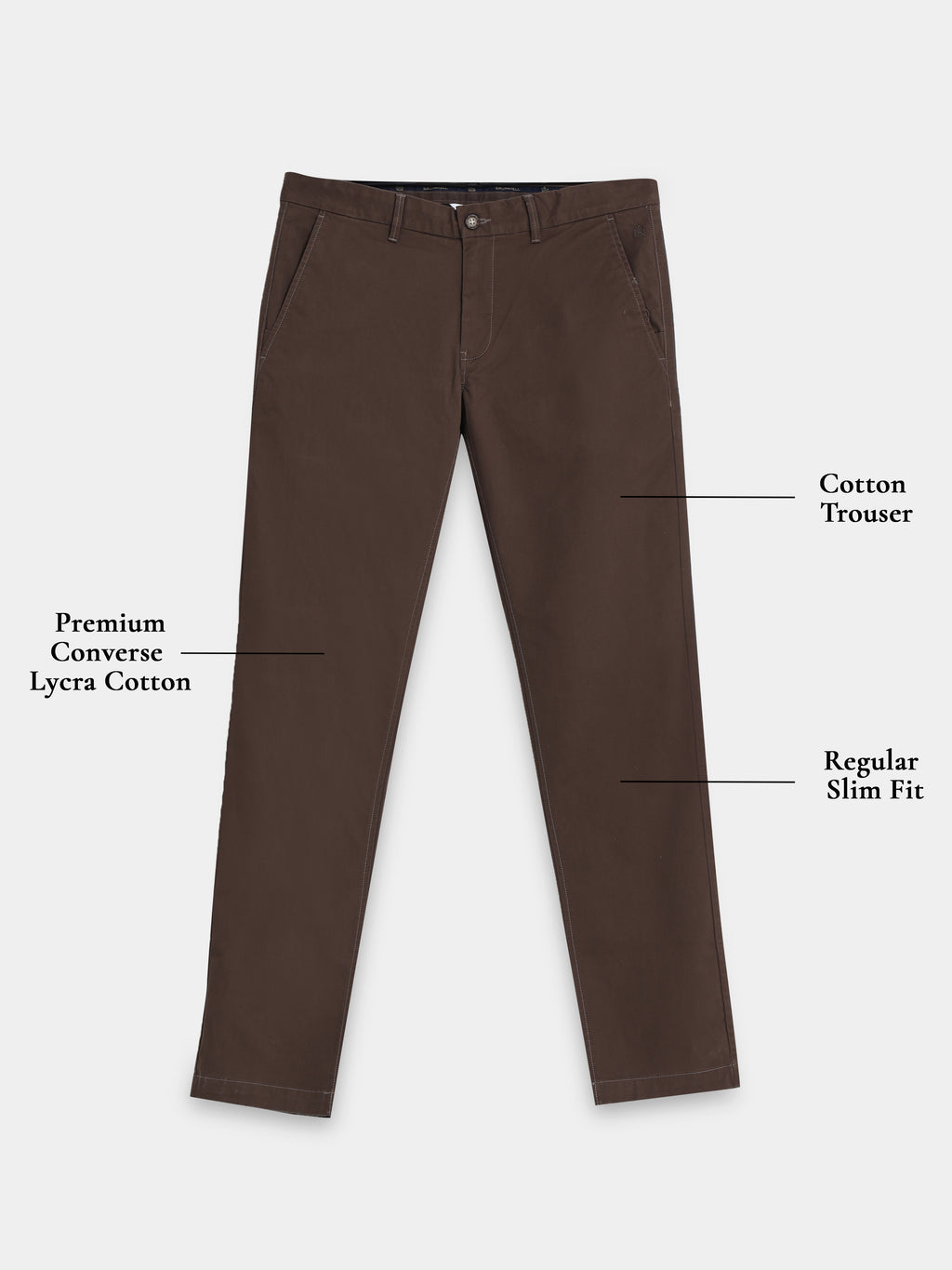DARK BROWN CONVERSE COTTON LYCRA STRECTH TROUSERS
