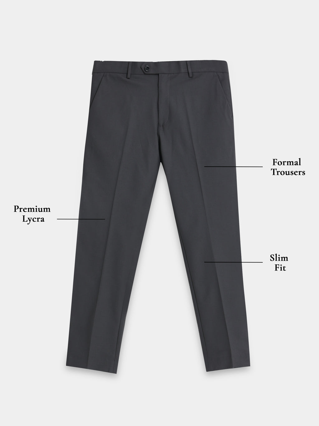 CHARCOAL 4 WAY STRETCH VISCOSE BLEND FORMAL PANT