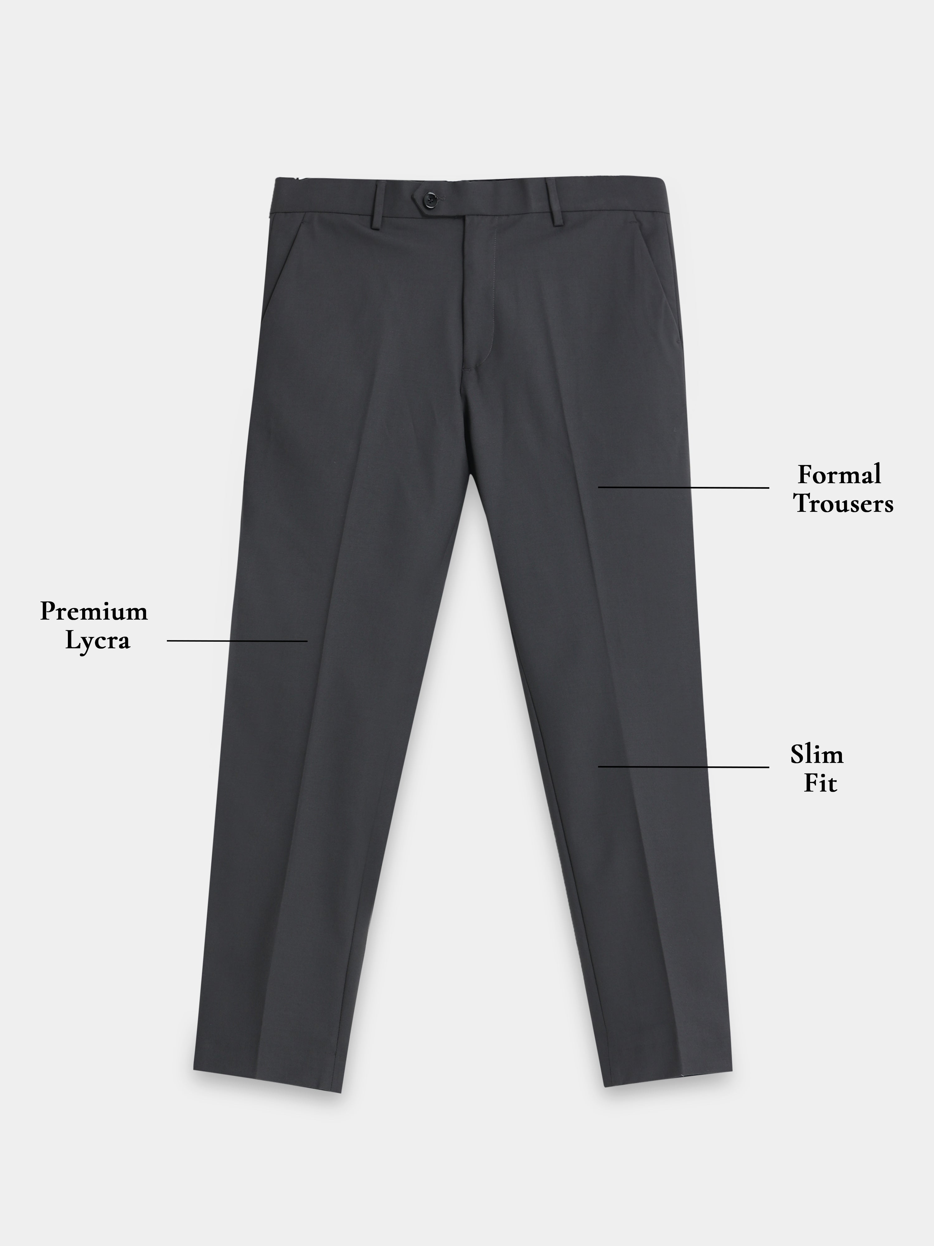 CHARCOAL 4 WAY STRETCH VISCOSE BLEND FORMAL PANT