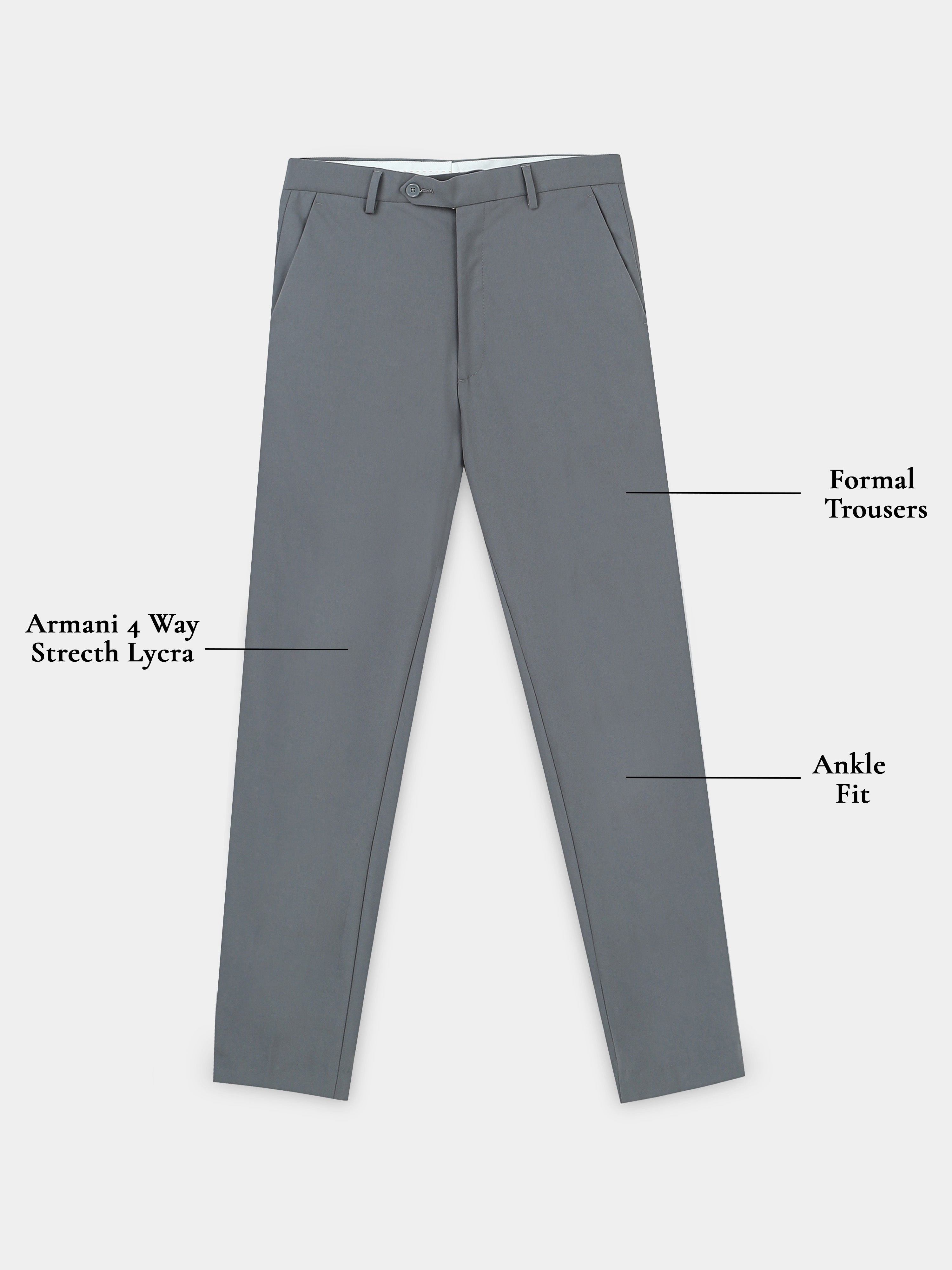 SLATE GREY 4 WAY STRETCH VISCOSE BLEND FORMAL PANT