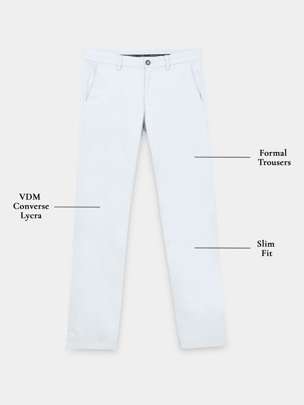 PEARL GREY CONVERSE COTTON LYCRA STRECTH TROUSERS