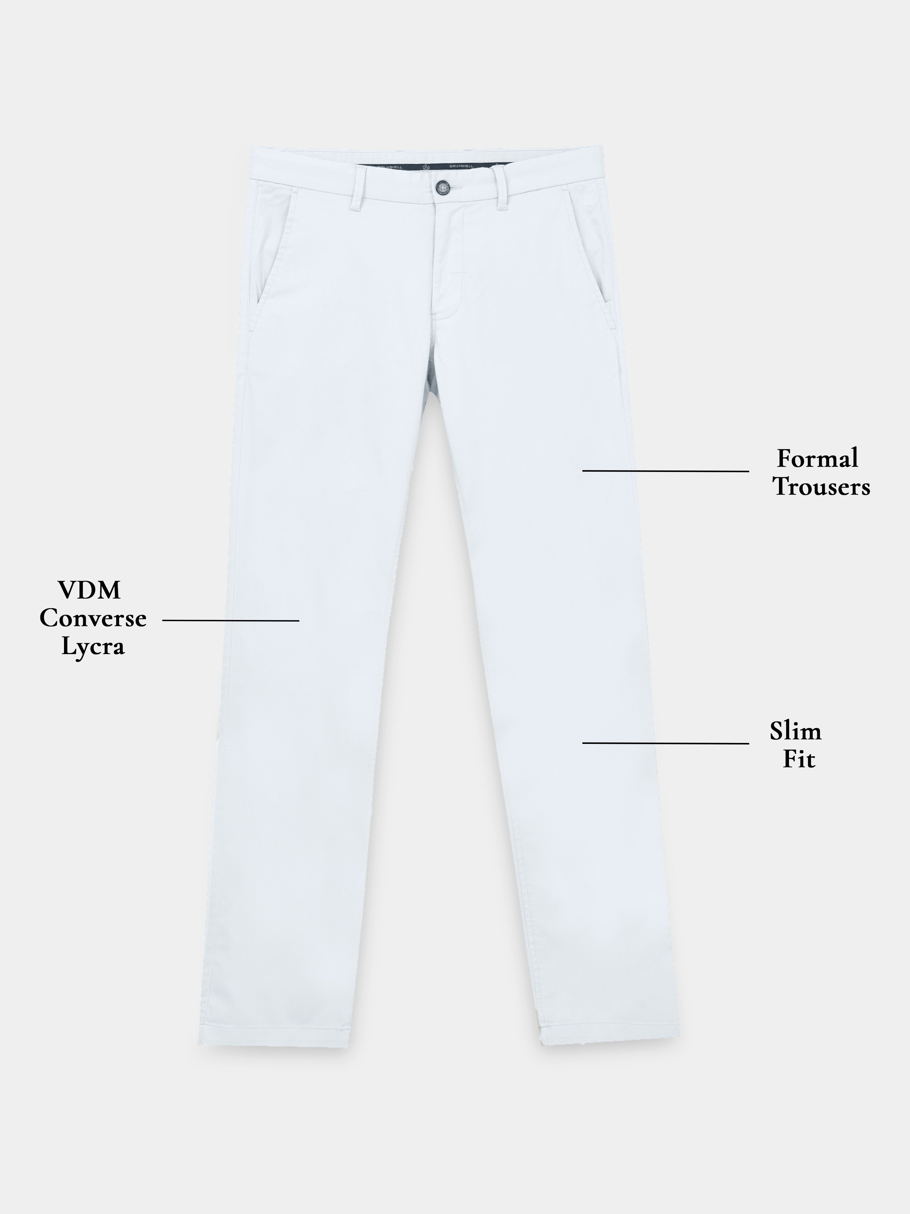 PEARL GREY CONVERSE COTTON LYCRA STRECTH TROUSERS