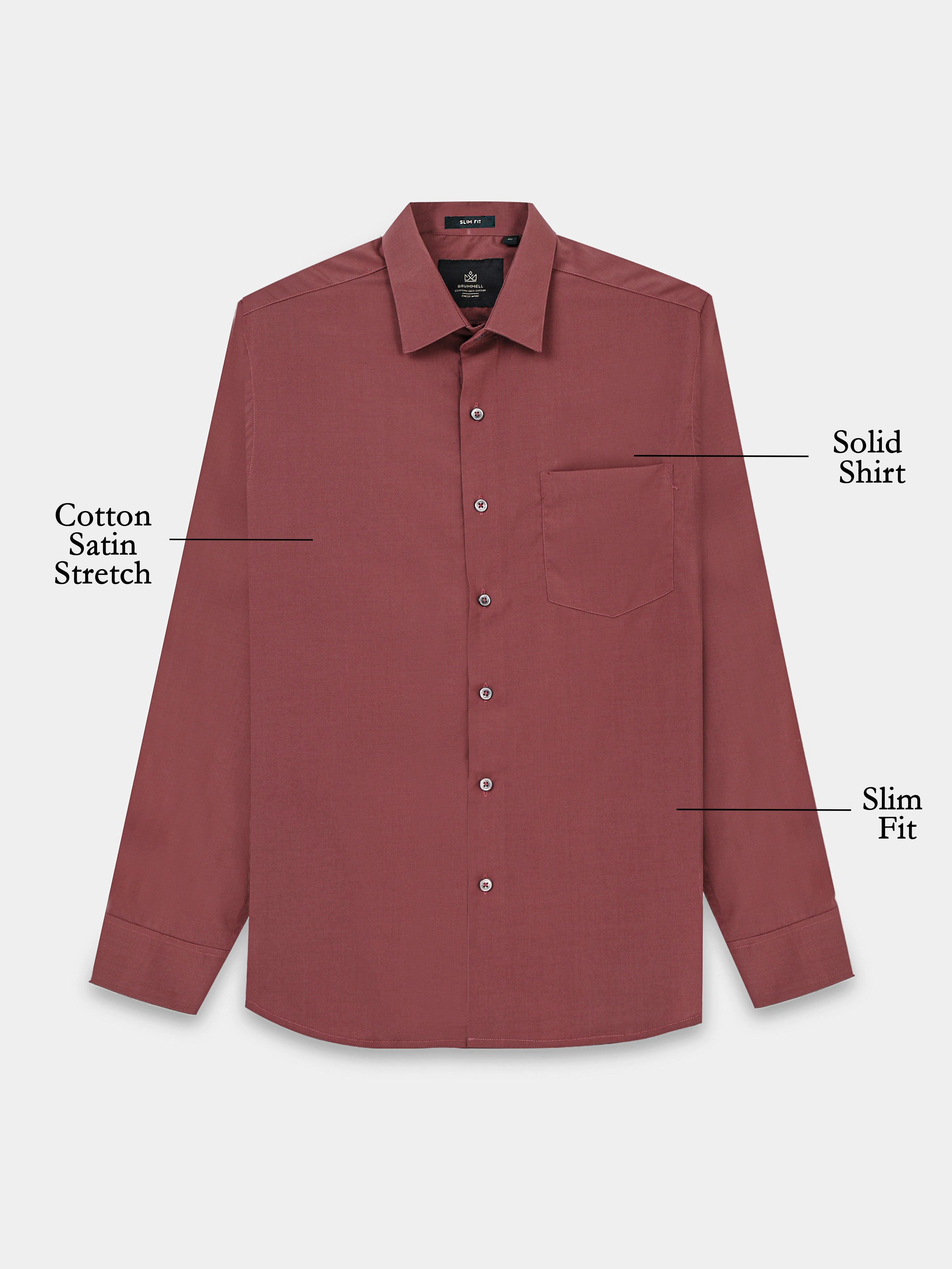 Marsala Royale Cotton Satin Stretch Solid Shirt