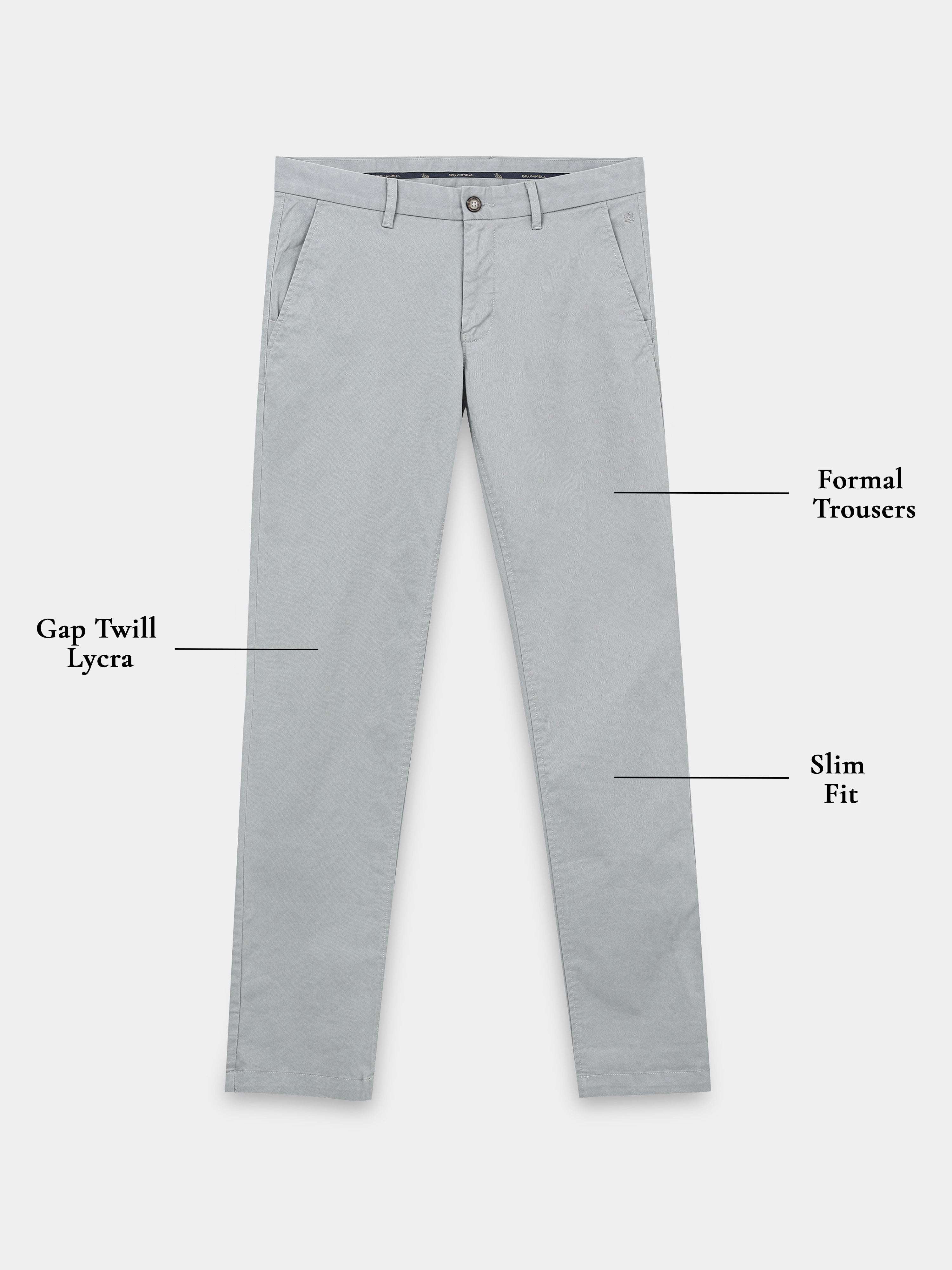GREY GAP TWILL STRETCH TROUSERS