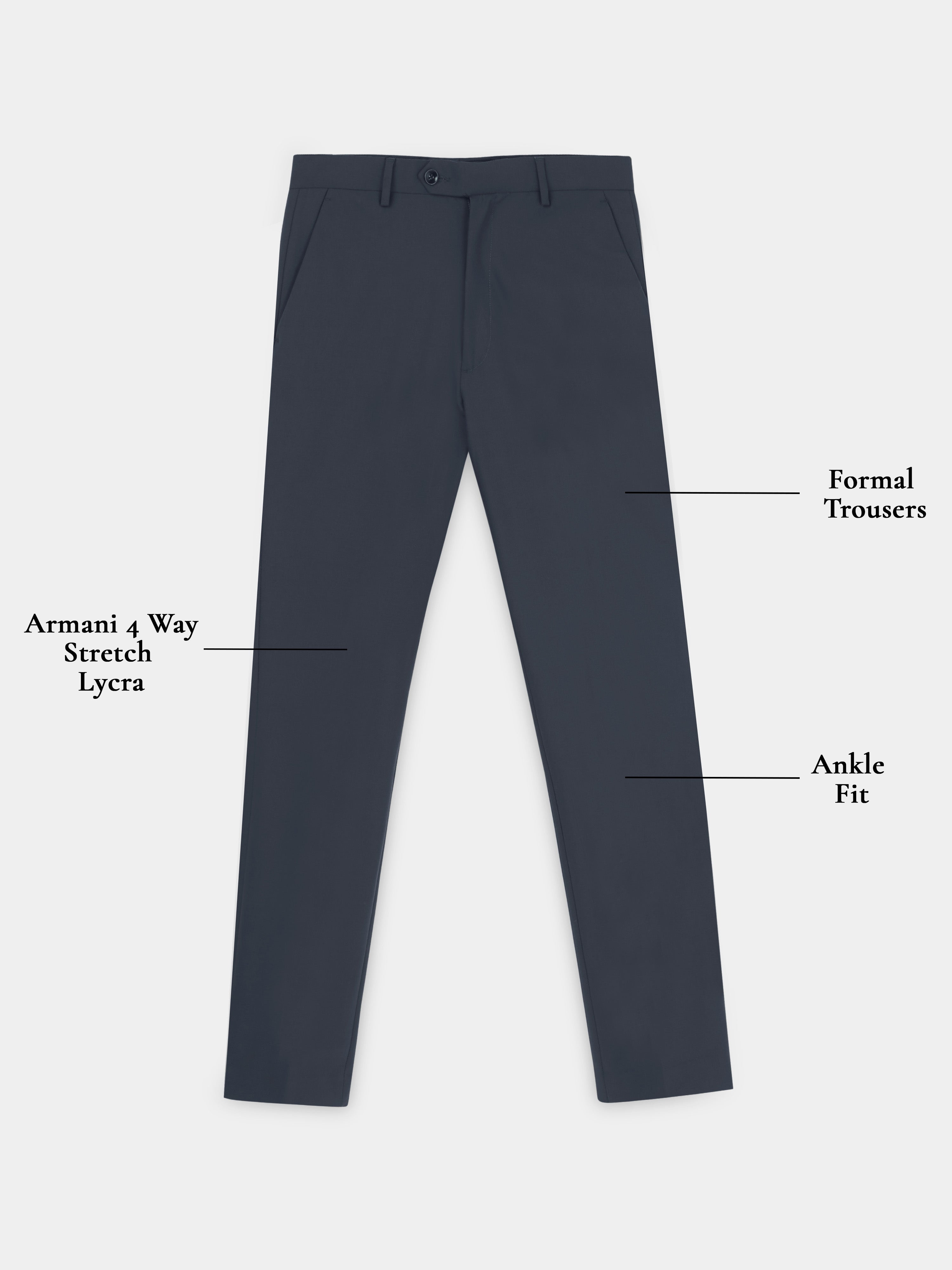 INK BLUE 4 WAY STRETCH VISCOSE BLEND FORMAL PANT