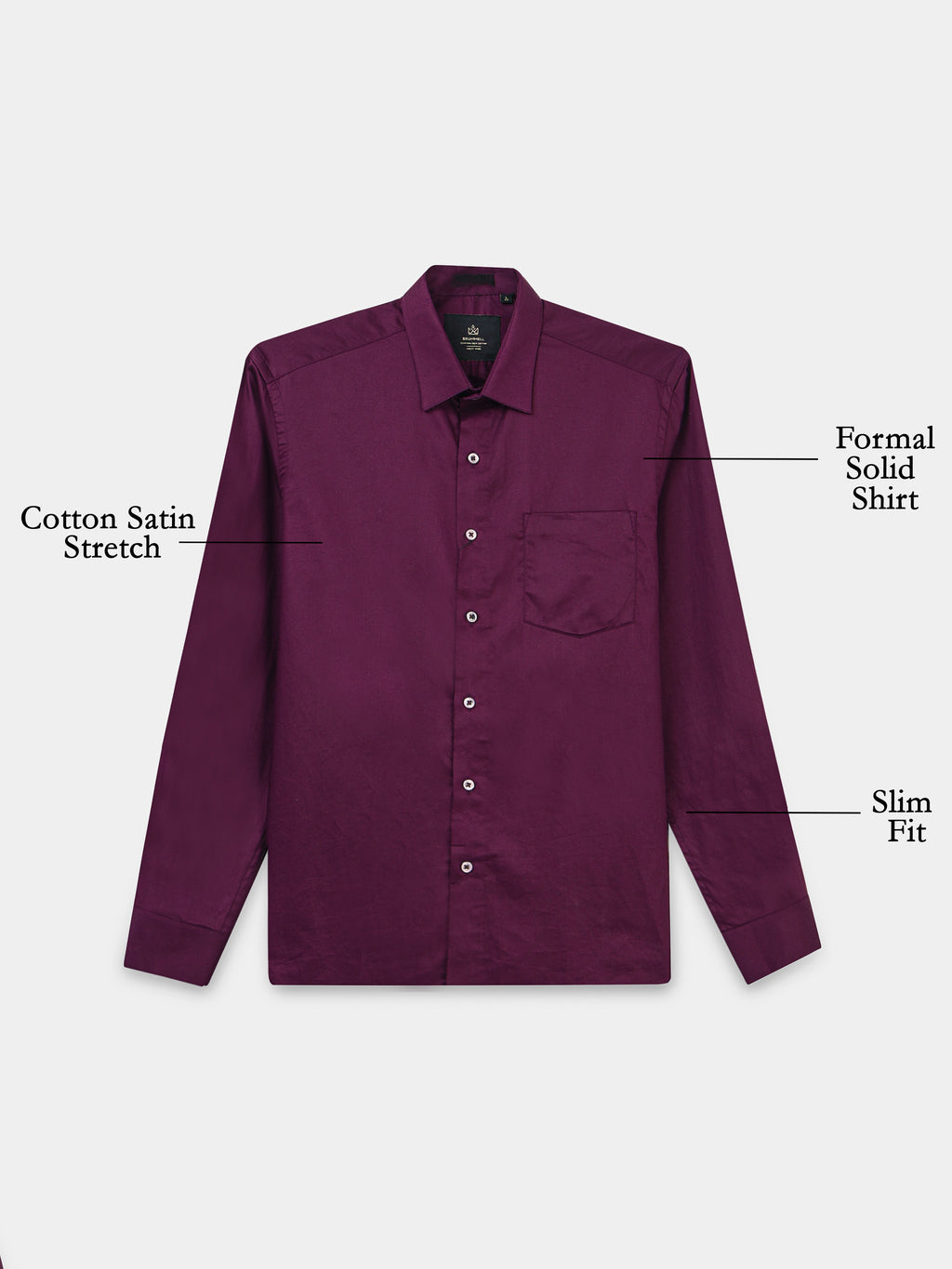 Mignight Wine Cotton Satin Stretch Solid Shirt