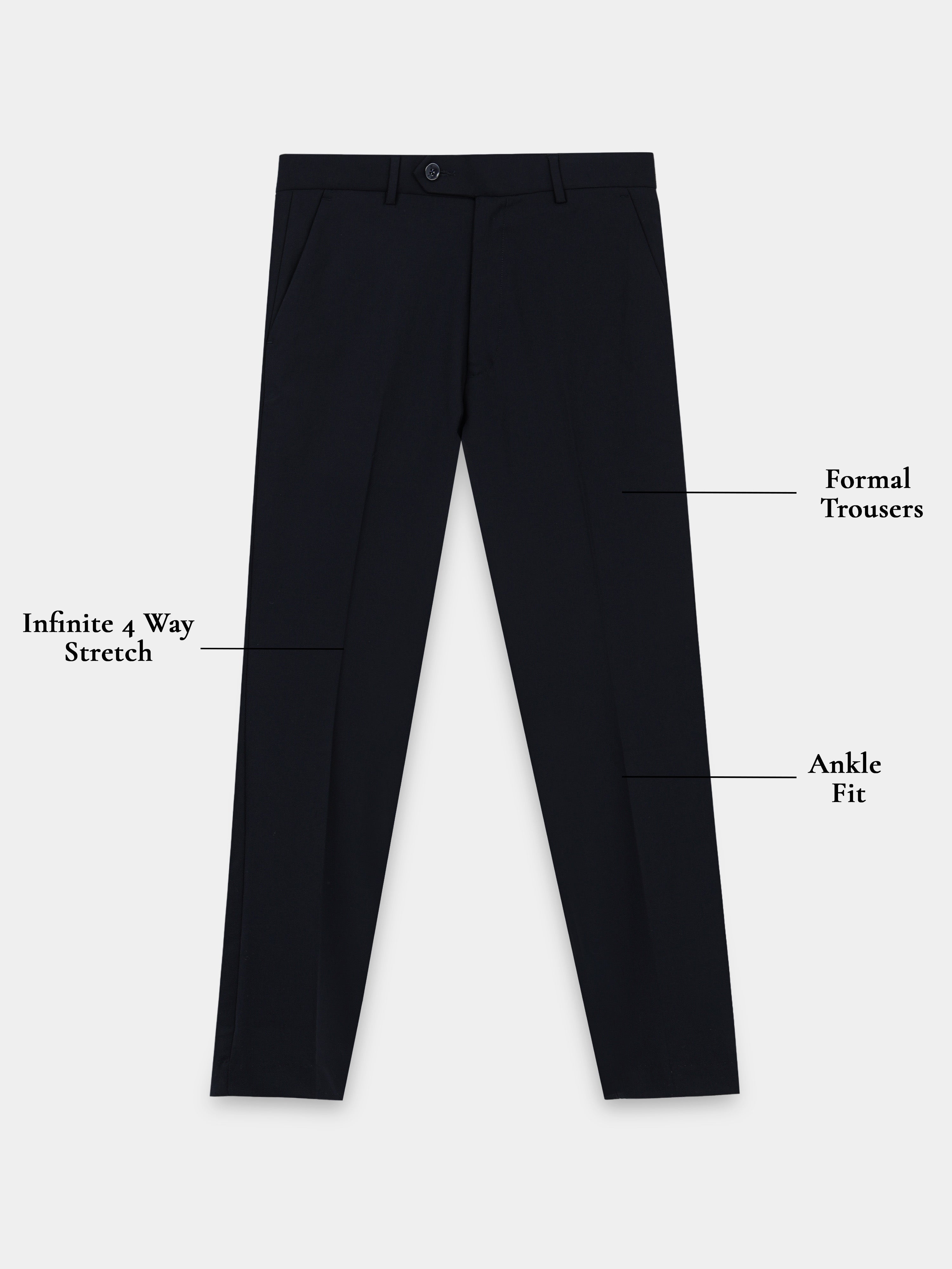 CARBON BLACK 4 WAY STRETCH VISCOSE BLEND FORMAL PANT