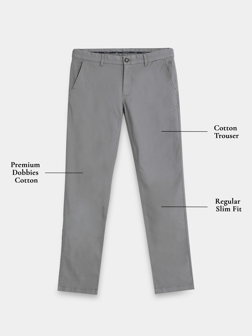 GREY DOBBIES COTTON LYCRA BLEND TROUSER