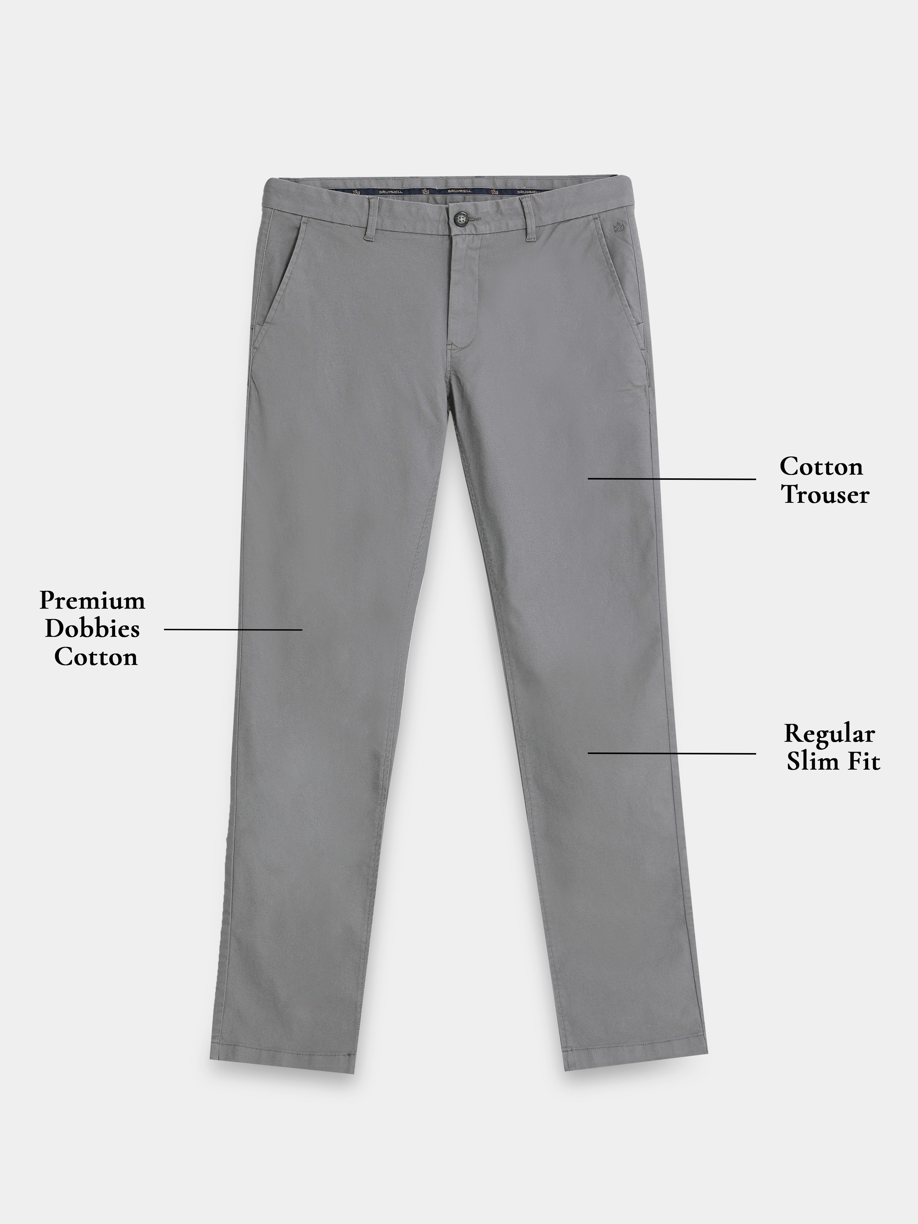 GREY DOBBIES COTTON LYCRA BLEND TROUSER