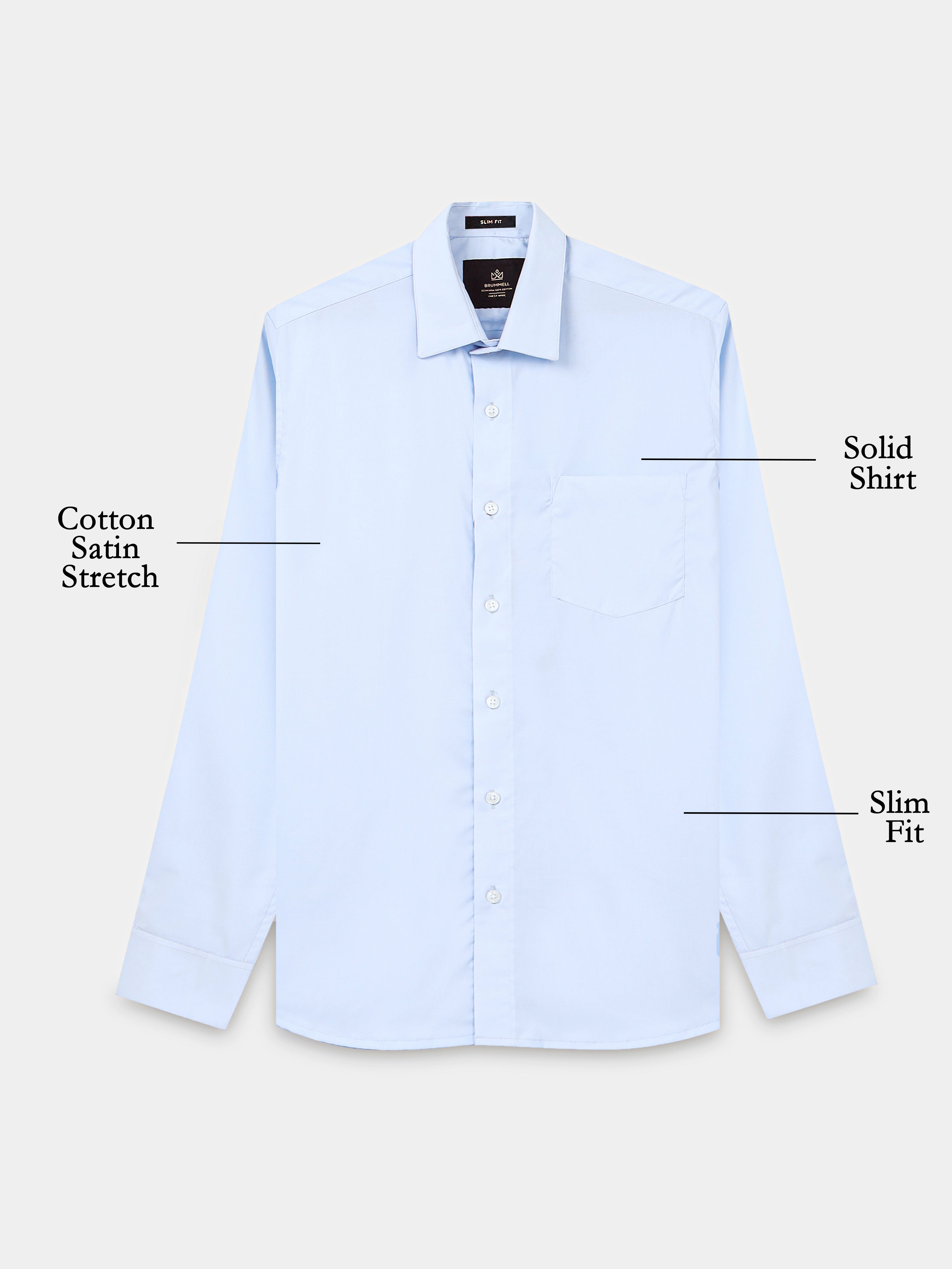 Arctic Mist Cotton Satin Stretch Solid Shirt
