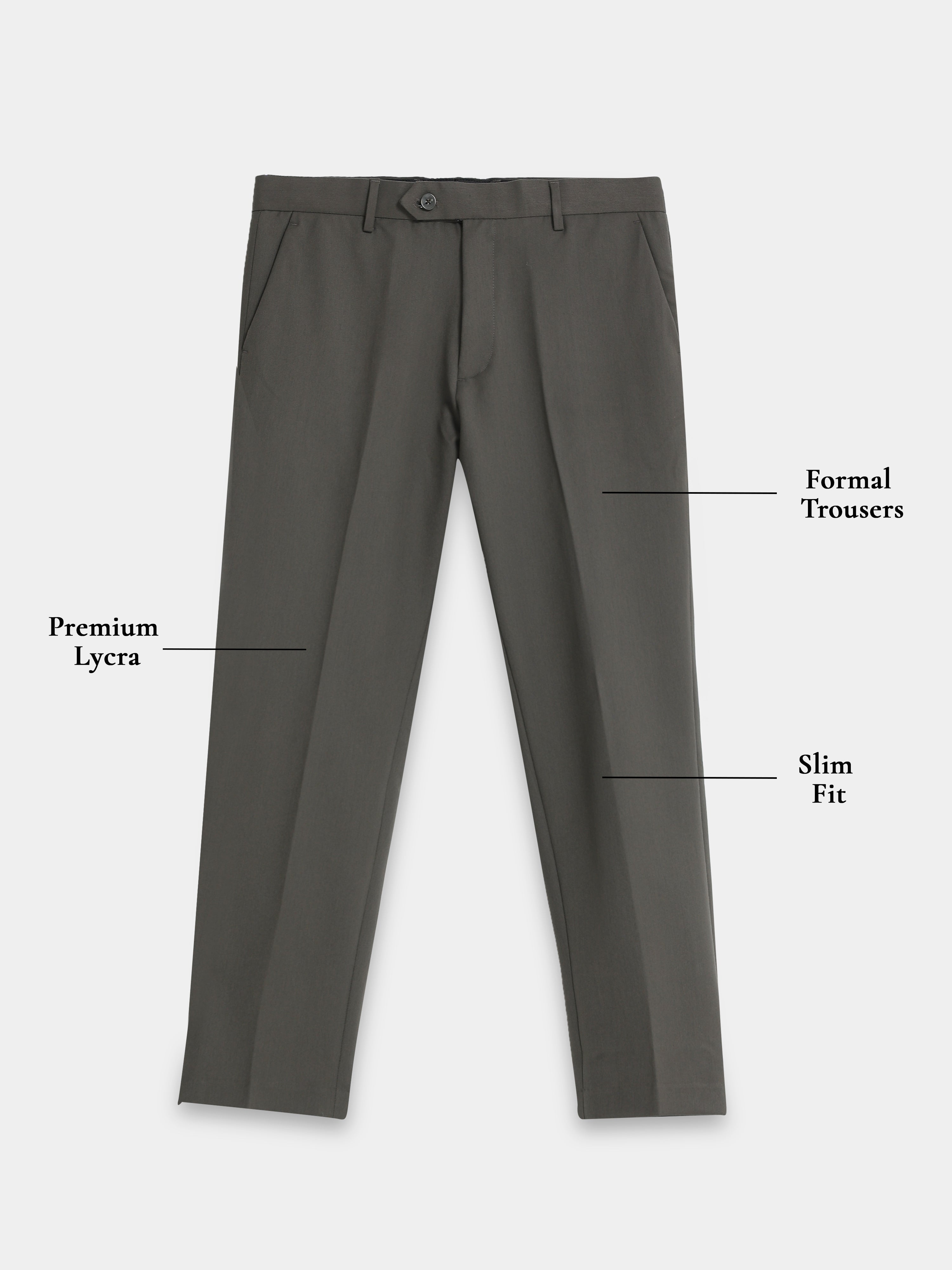 DARK GREY 4 WAY STRETCH VISCOSE BLEND FORMAL PANT